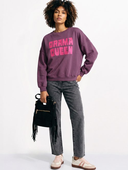Sweat col rond, message Drama Queen Rouge JB-SW0045 SI1