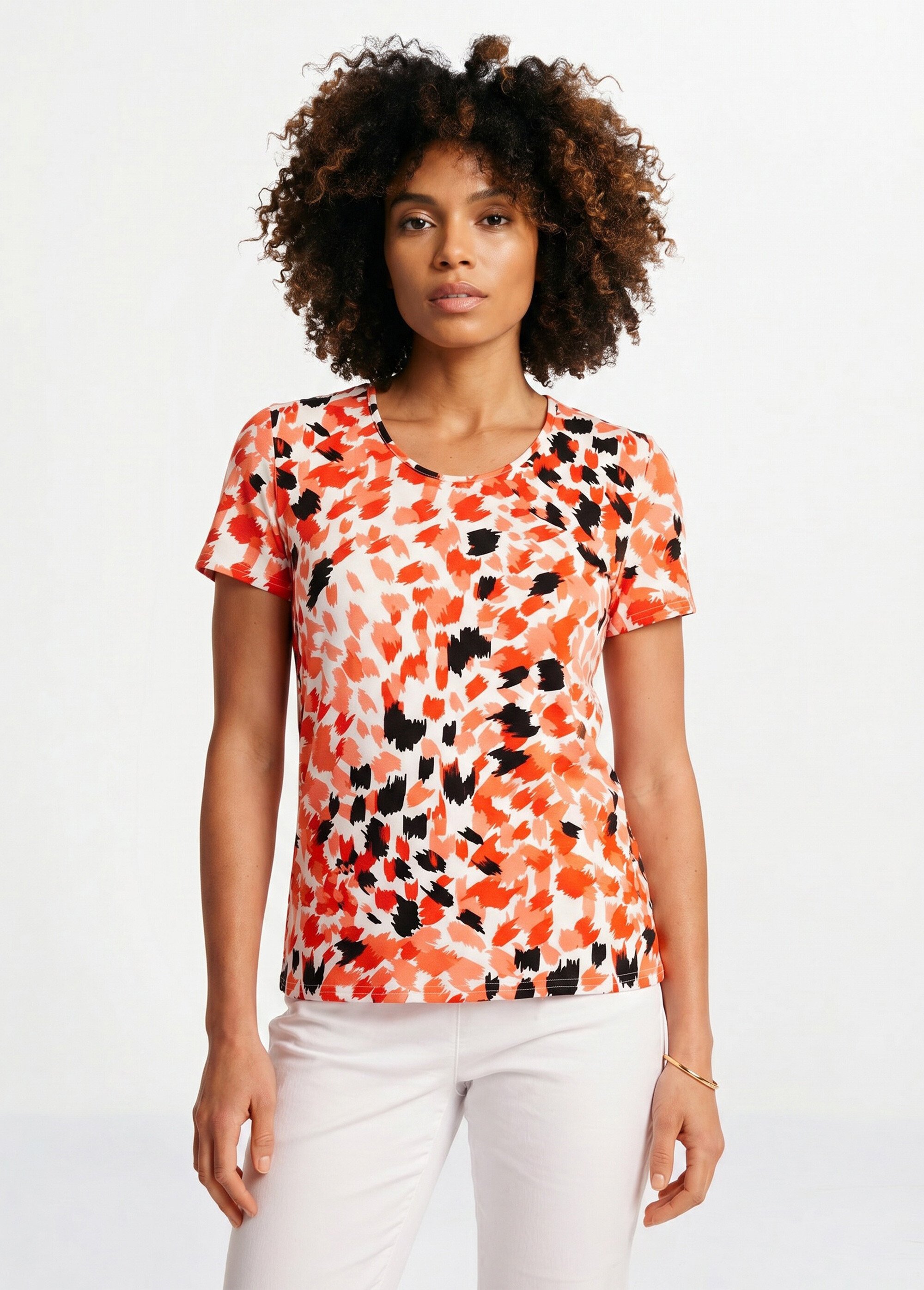 T-shirt court imprimé manches courtes Femme Rose CERNON FA1