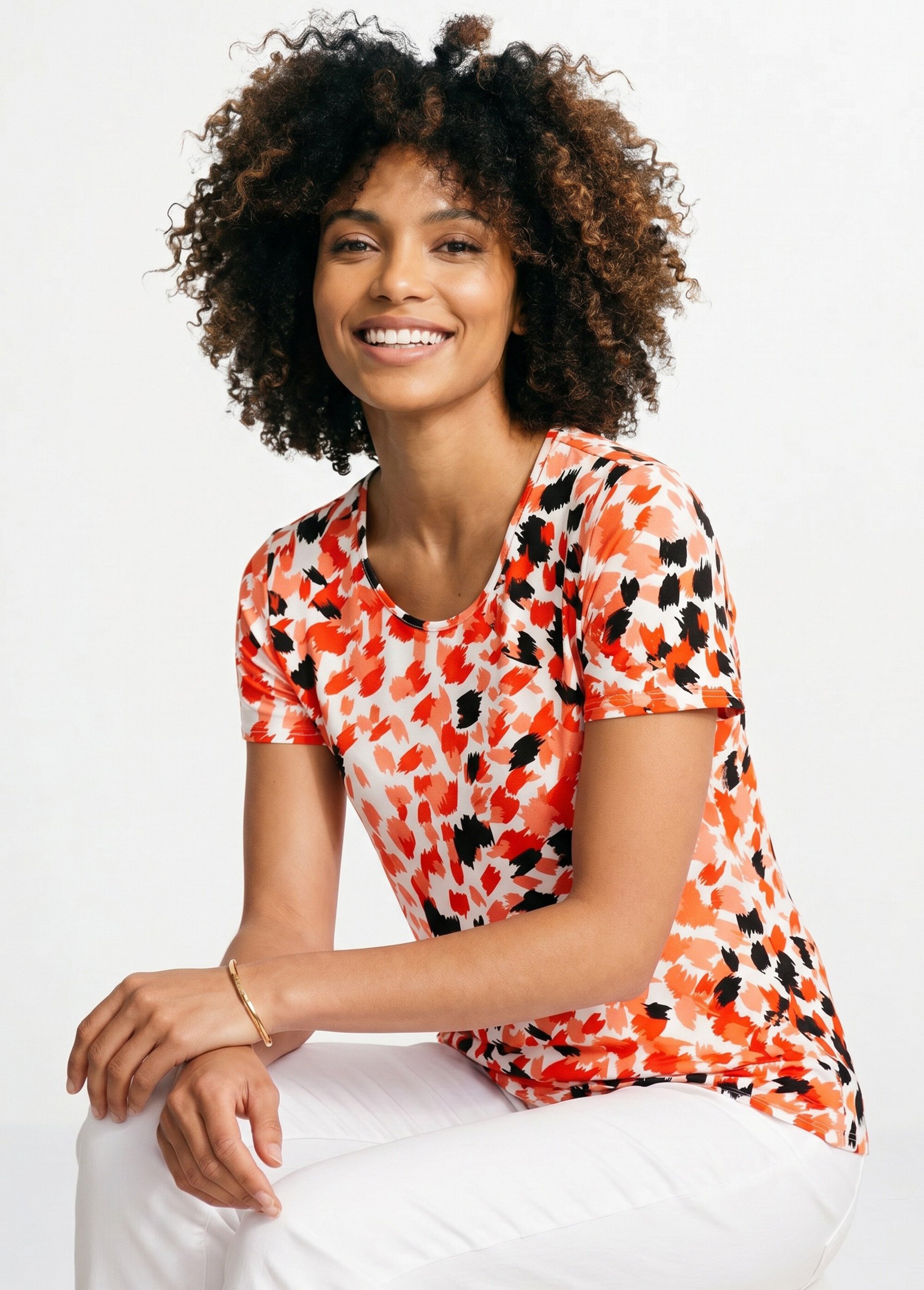 T-shirt court imprimé manches courtes Femme Rose CERNON MV1