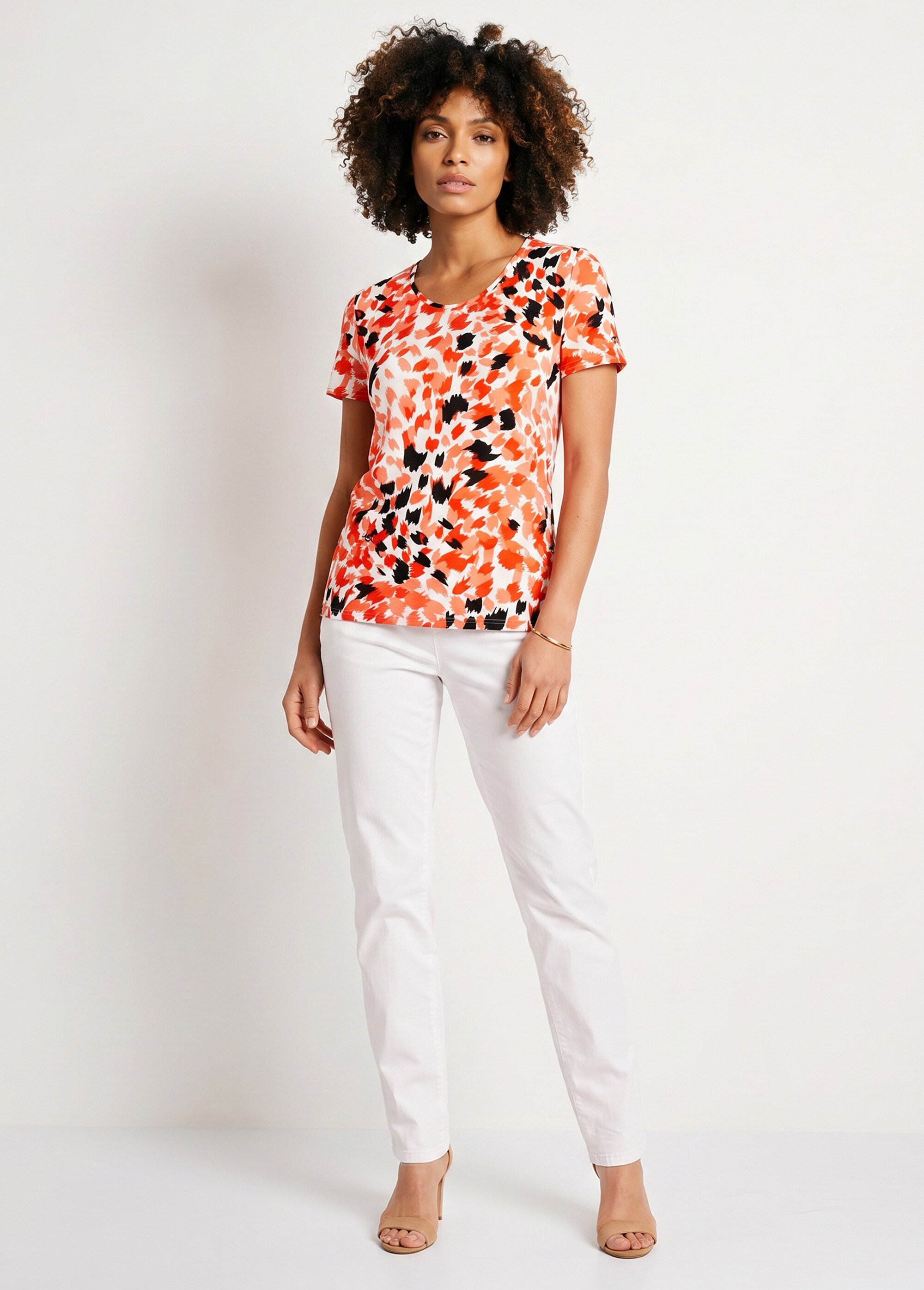T-shirt court imprimé manches courtes Femme Rose CERNON SI1
