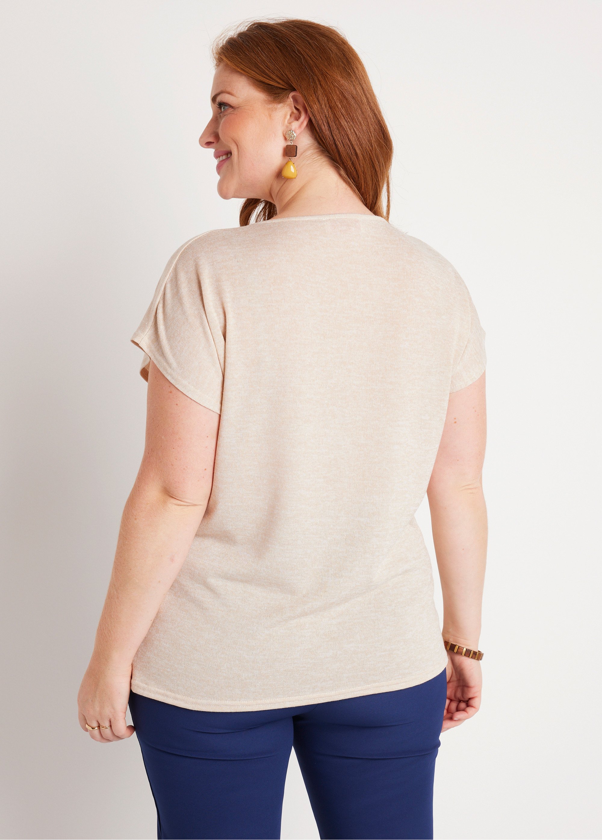 T-shirt court uni effet lin
