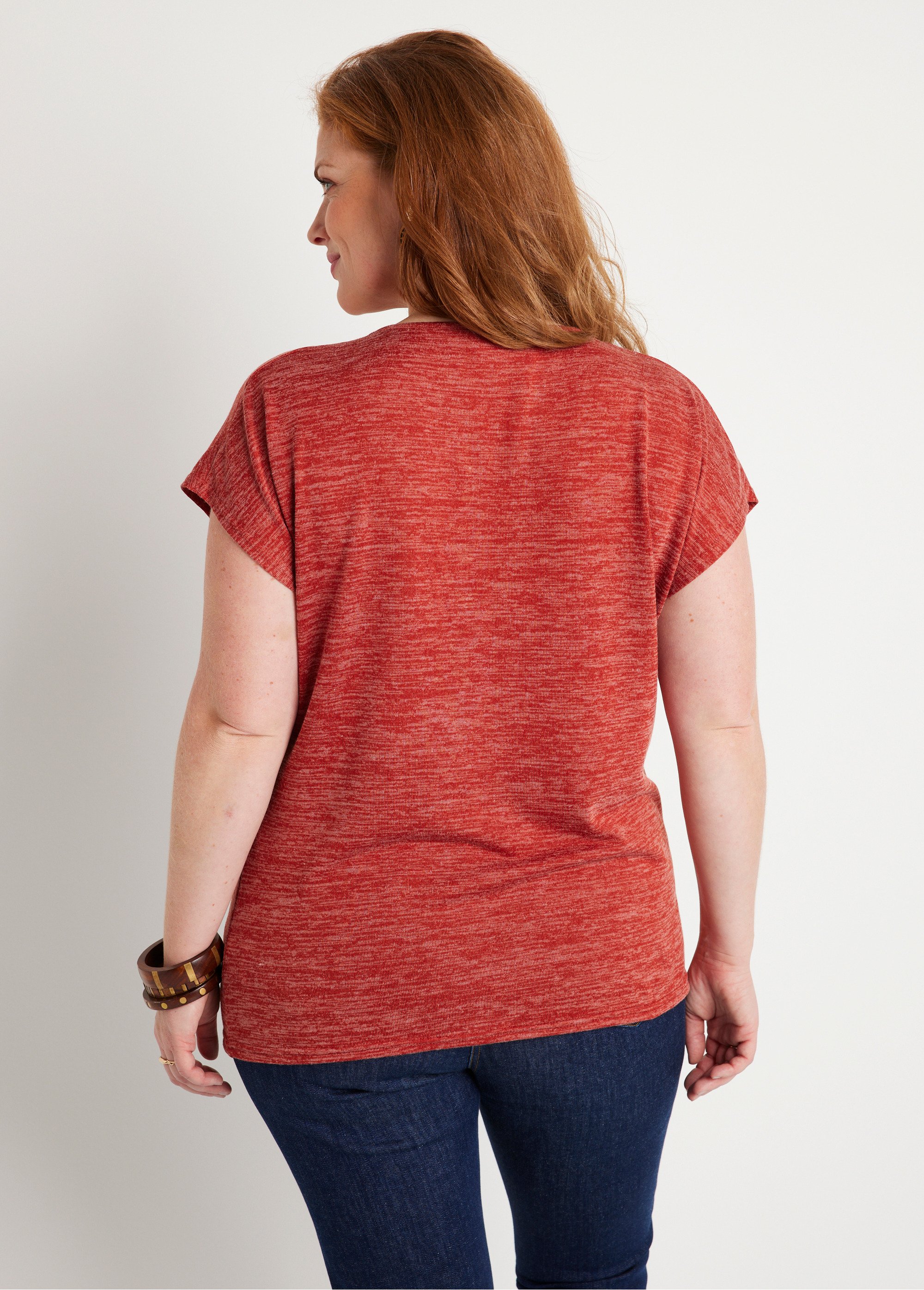 T-shirt court uni effet lin