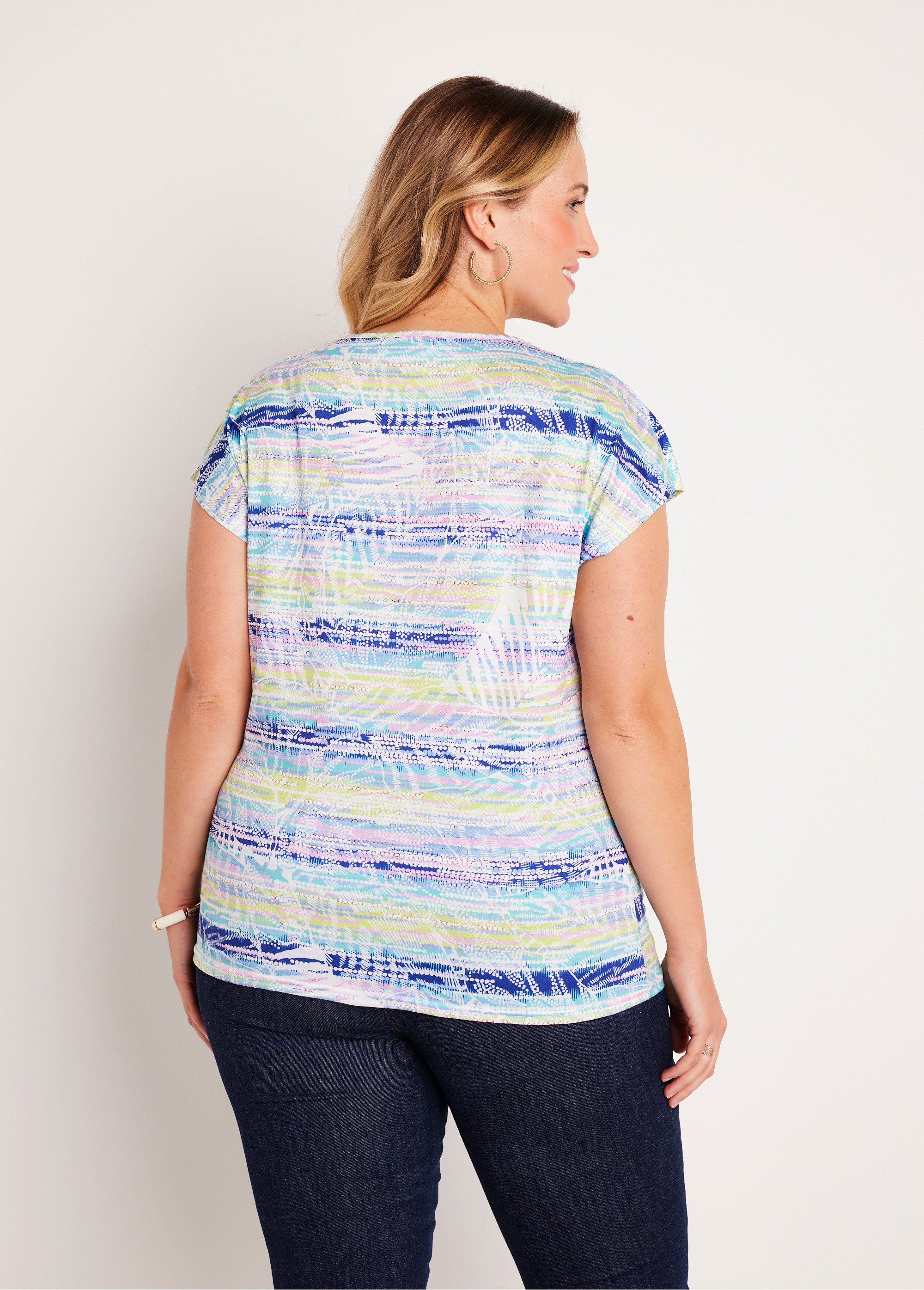T-shirt droit court motif graphique