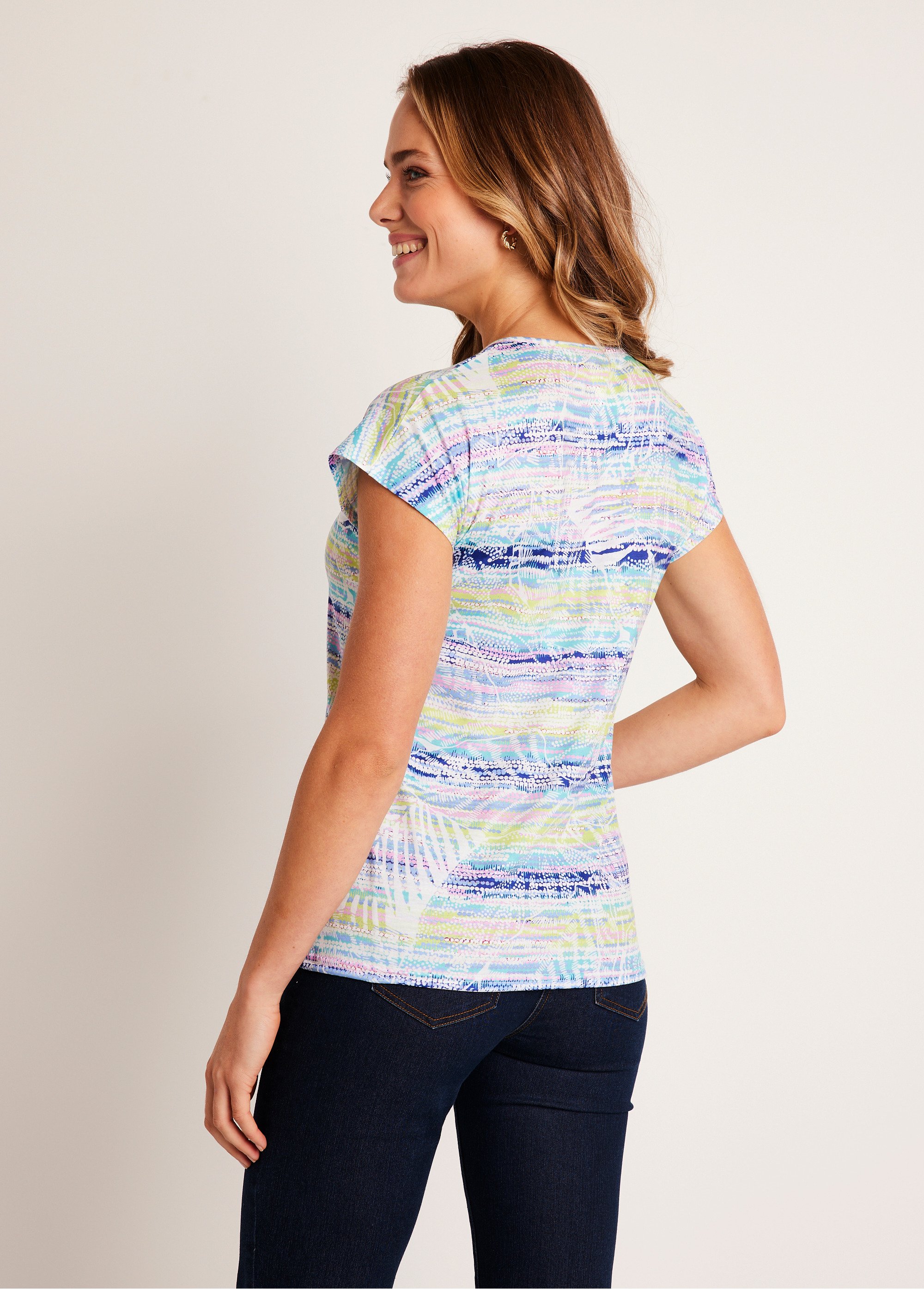 T-shirt droit court motif graphique