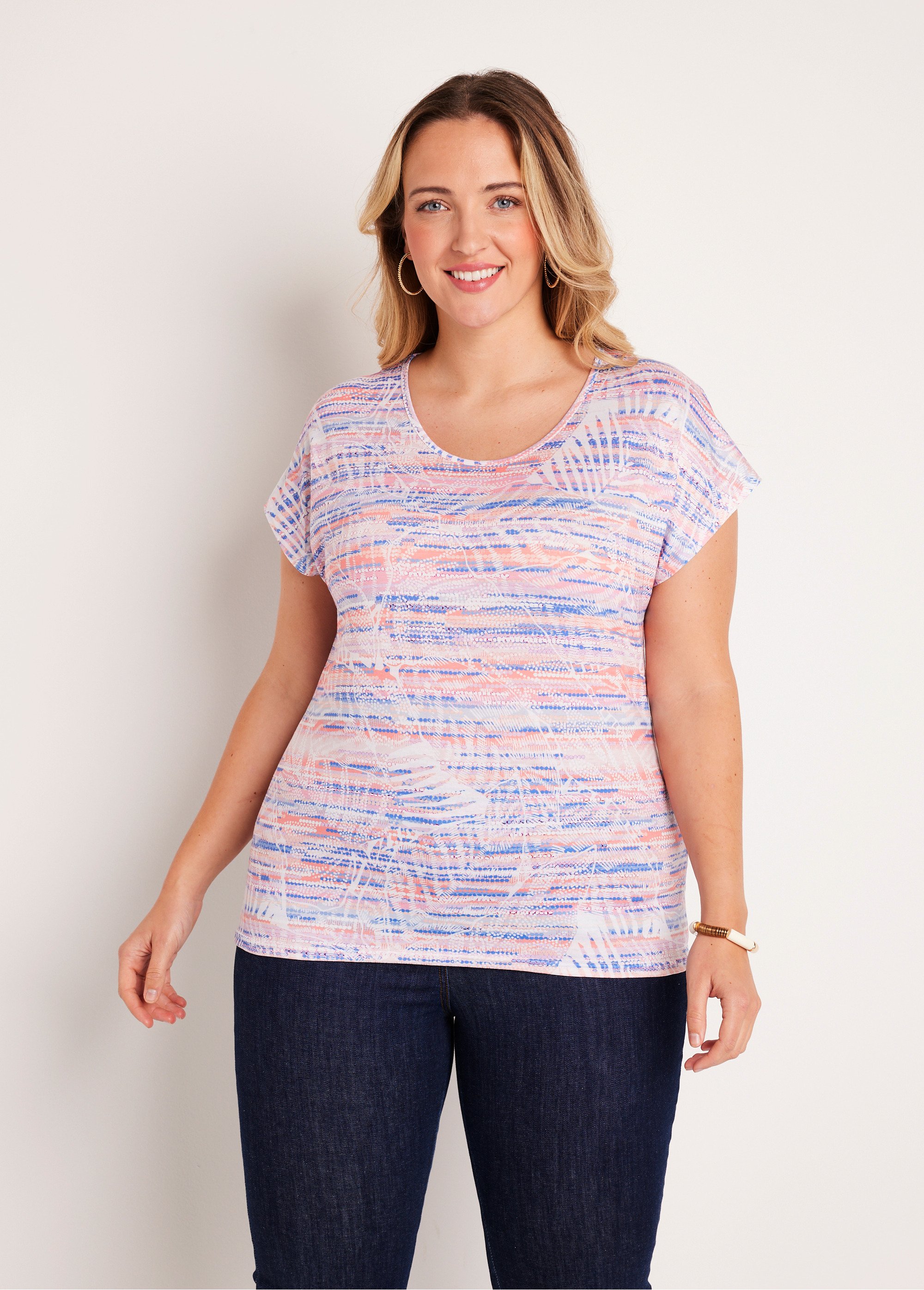 T-shirt droit court motif graphique