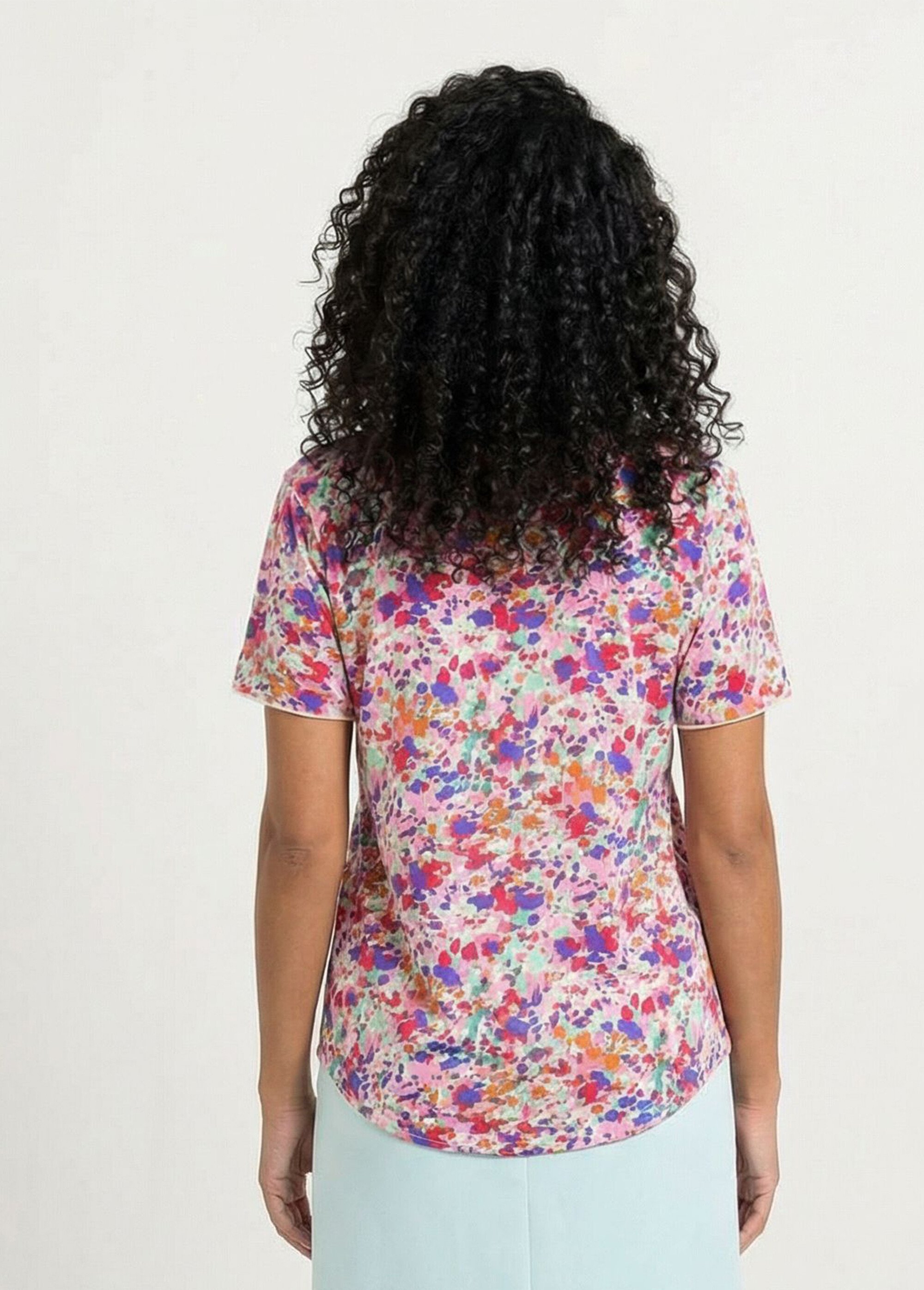 T-shirt fluide imprimé manches courtes papillon