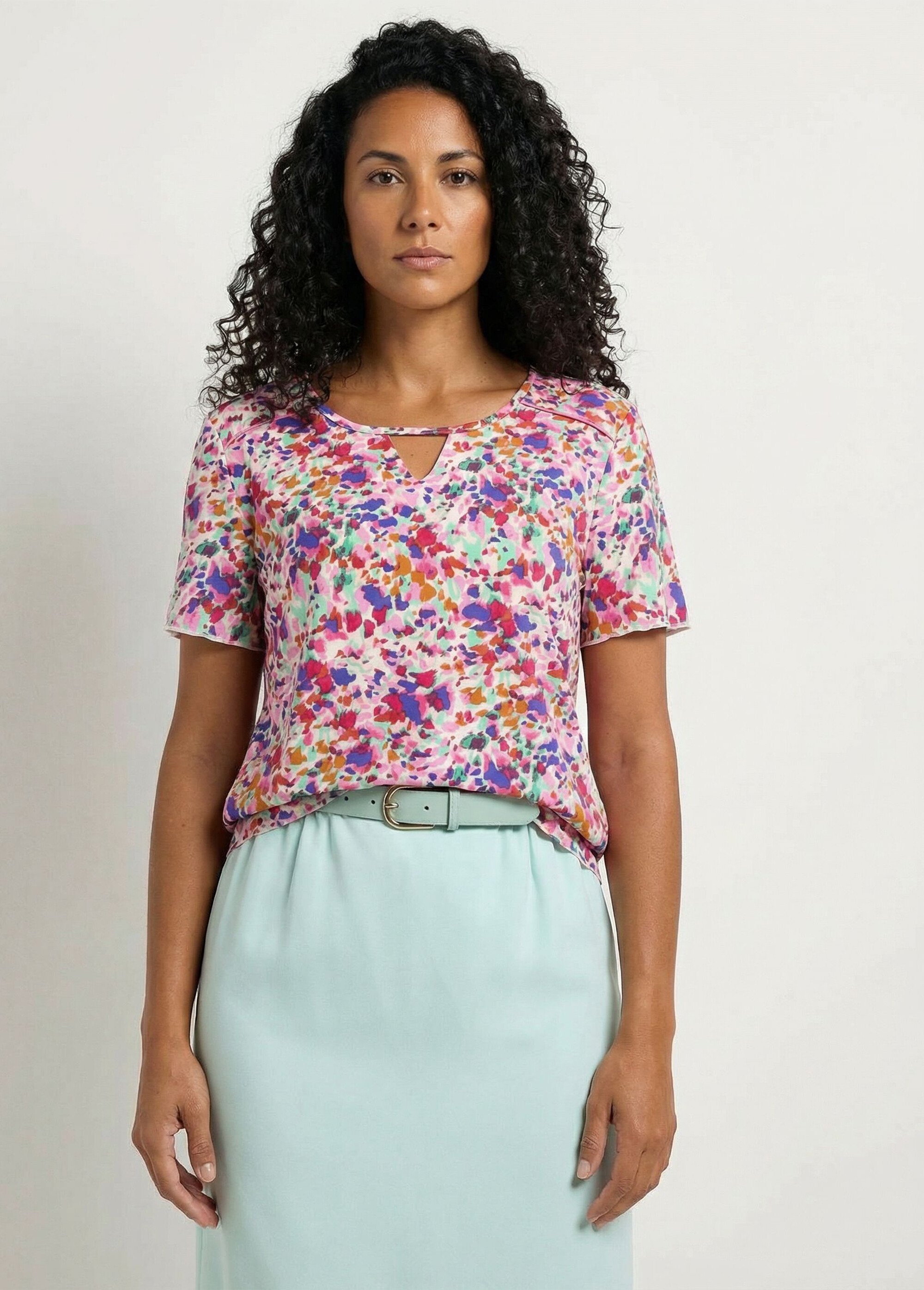 T-shirt fluide imprimé manches courtes papillon Femme Rose CONOR FA1