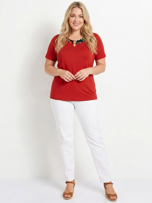 T-shirt manches courtes uni ou imprimé Femme Grande Taille Orange CAVARC SI1