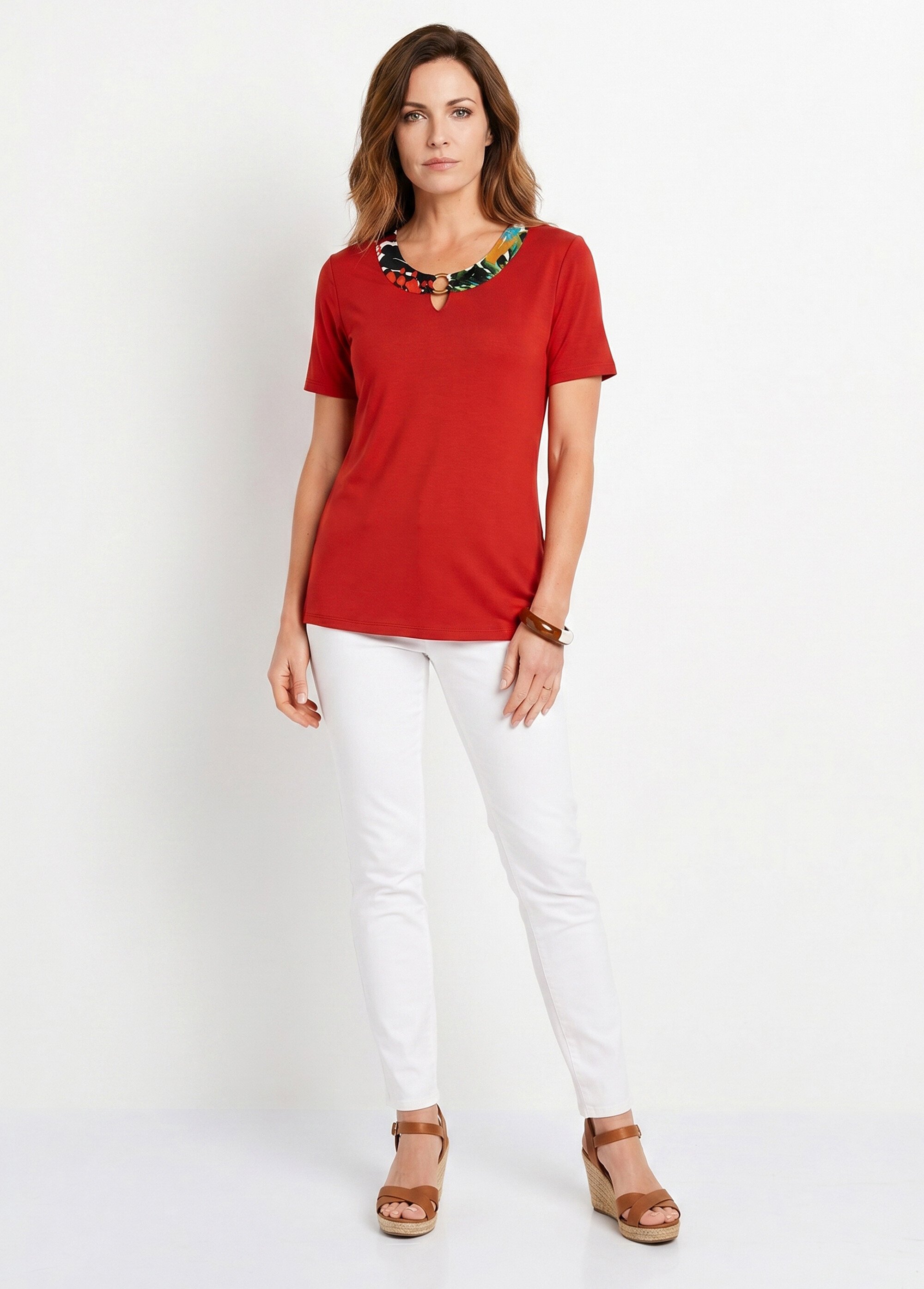 T-shirt manches courtes uni ou imprimé Femme Orange CAVARC SI1