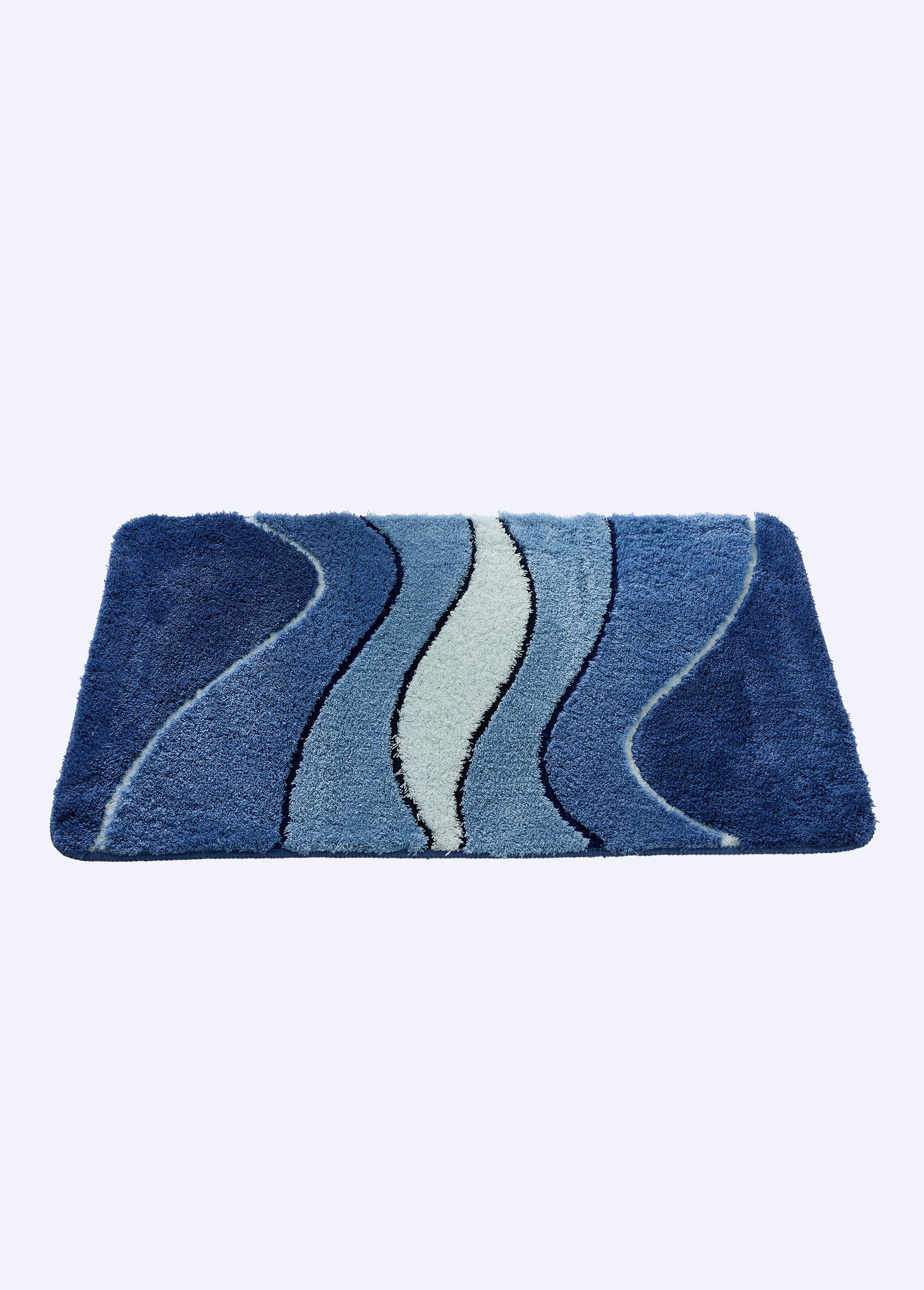 Tapis de bain antidérapant camaïeu fantaisie Bleu RIVOLA DE1