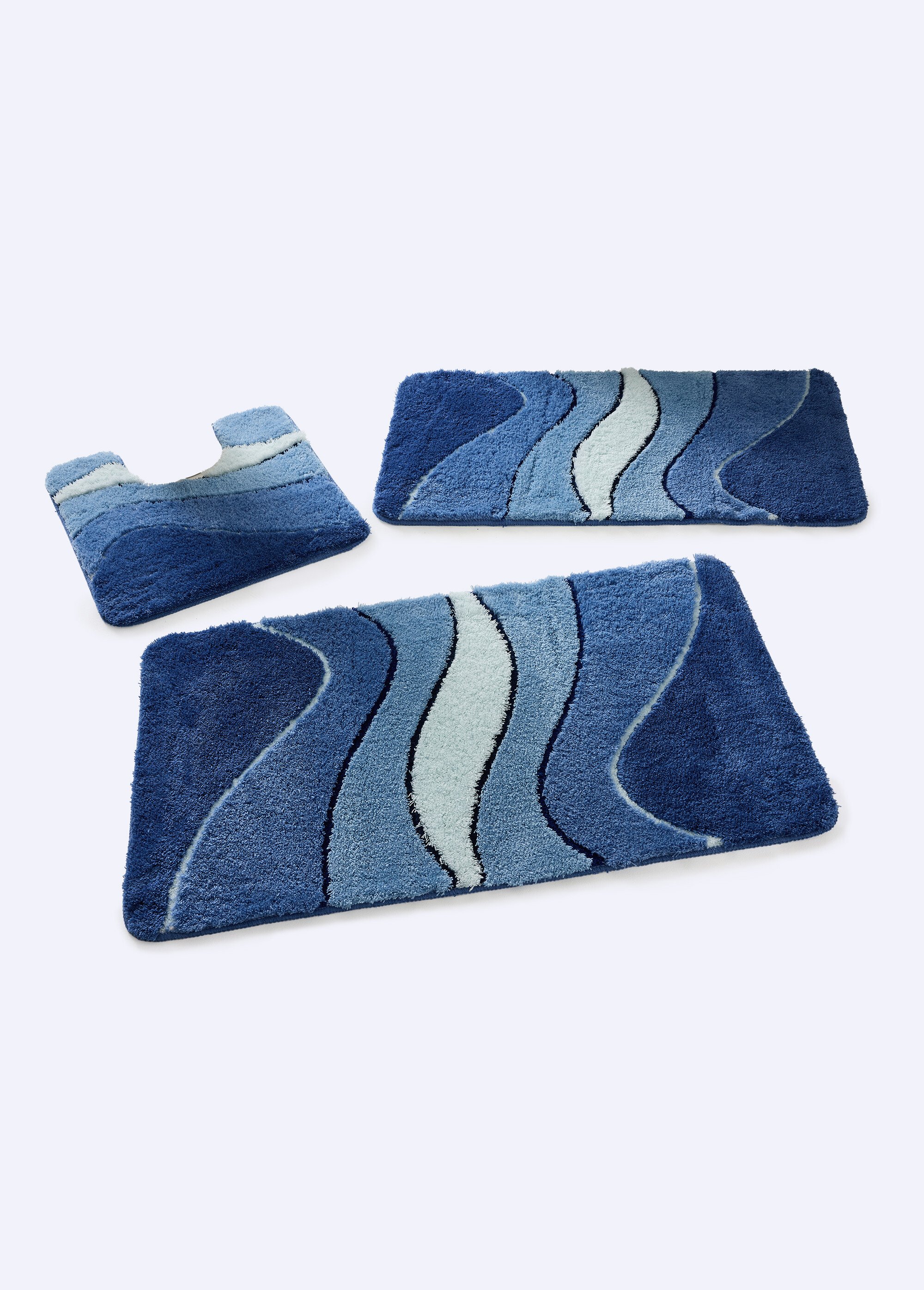 Tapis de bain antidérapant camaïeu fantaisie Bleu RIVOLA FA1
