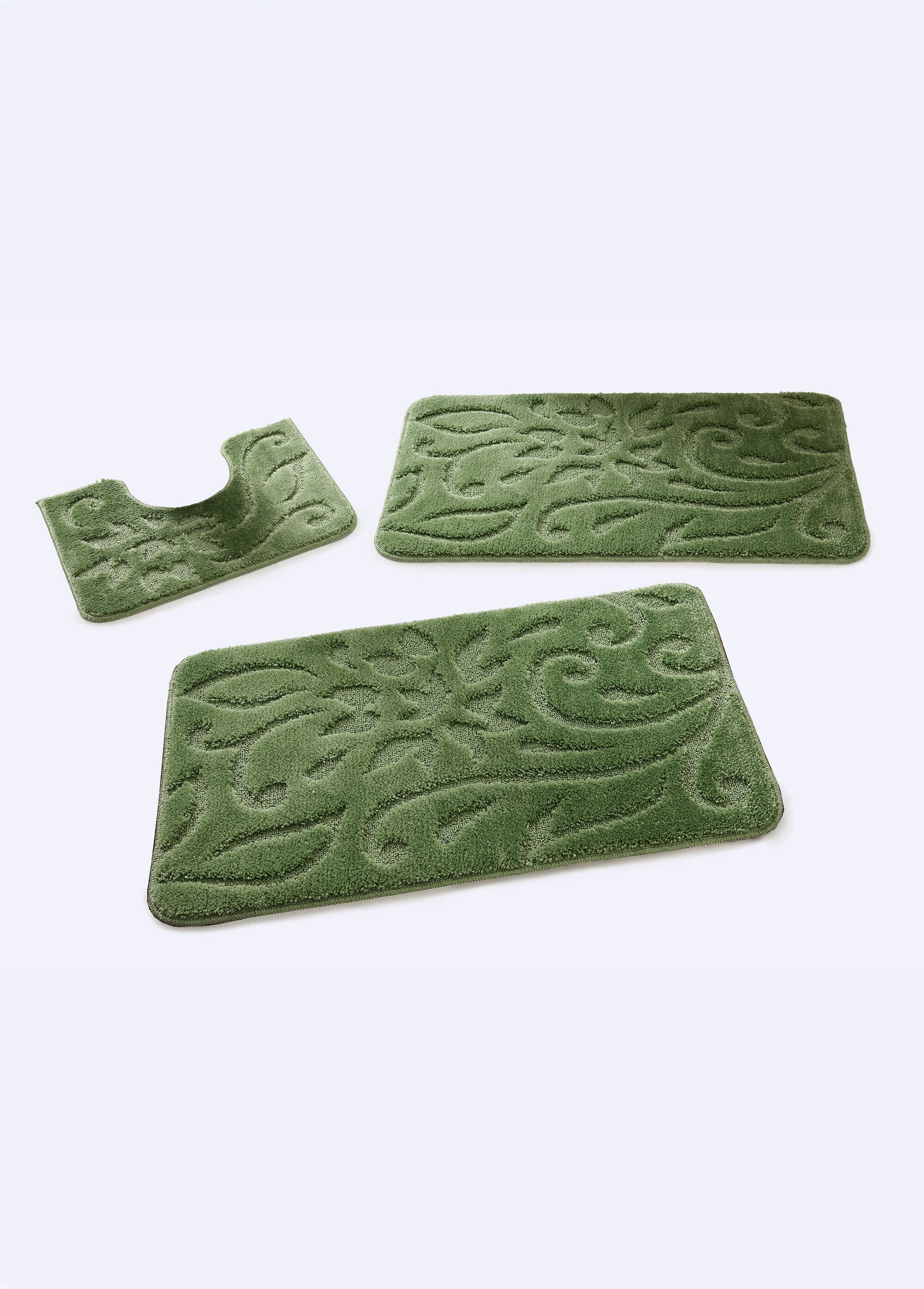 Tapis de bain motif ton sur ton antidérapant Vert RUFUS FA1