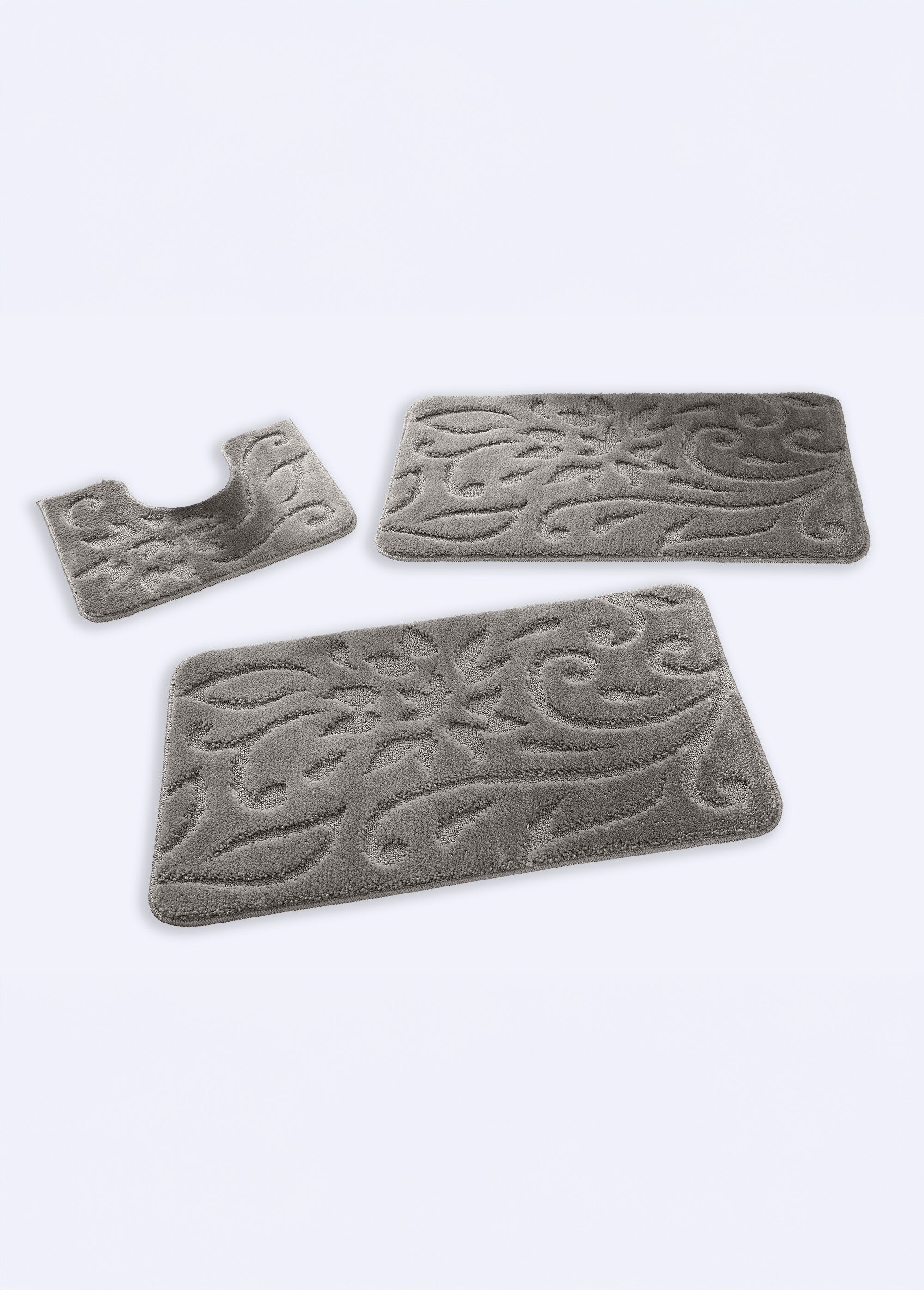 Tapis de bain motif ton sur ton antidérapant Gris RUFUS FA1