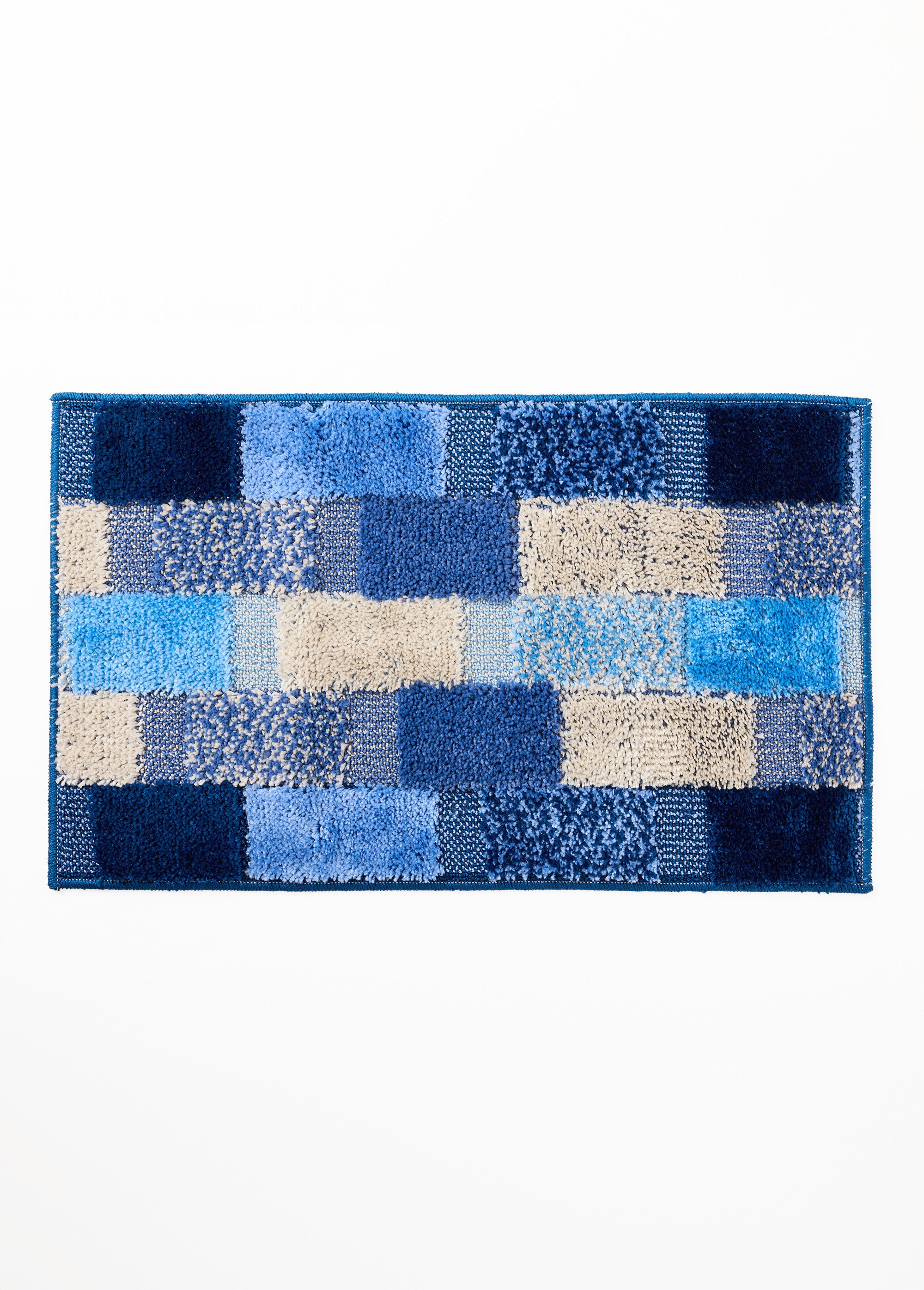 Tapis de bain tissage multicolore fond TPR antidérapant Bleu RACLE DE1