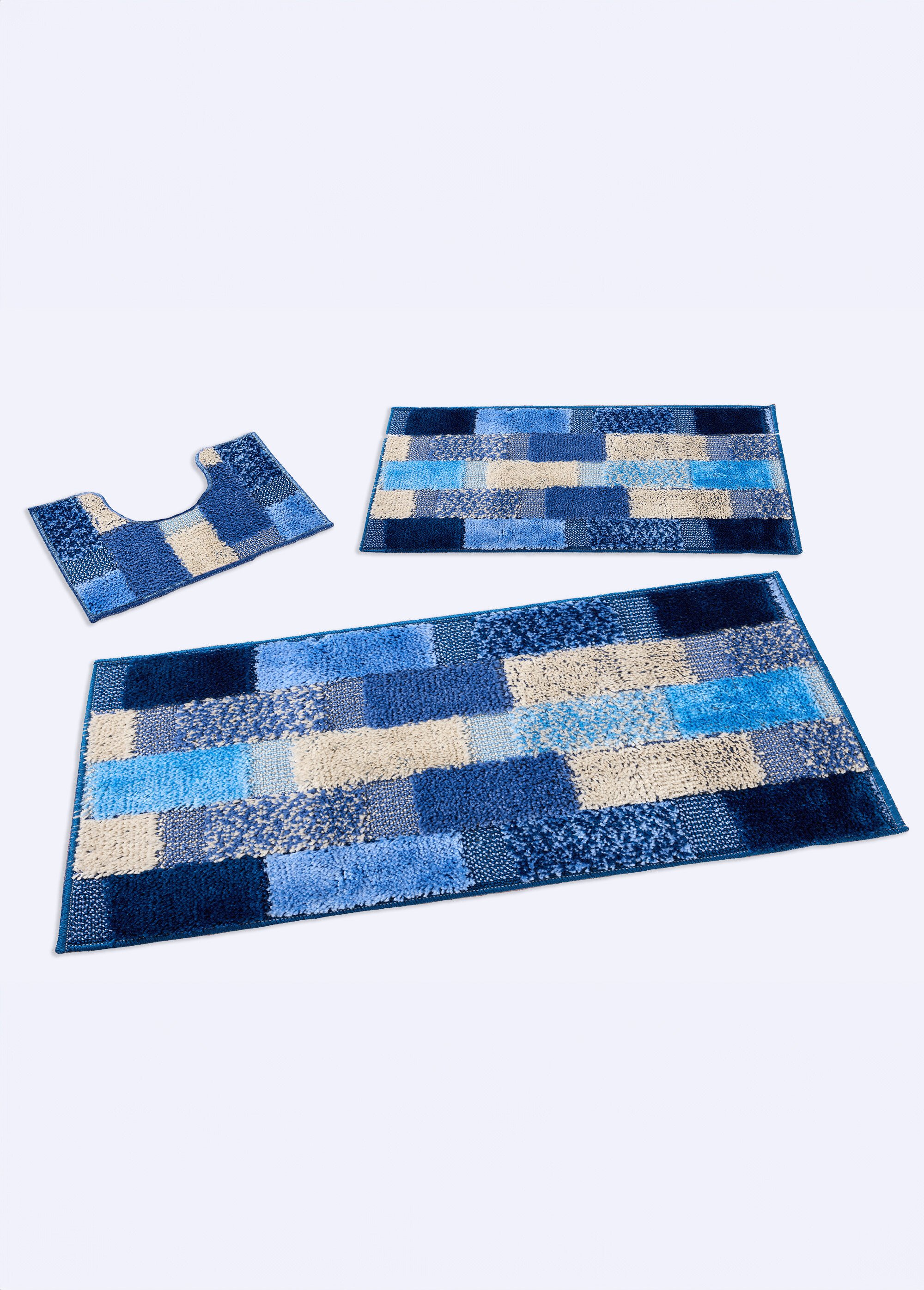 Tapis de bain tissage multicolore fond TPR antidérapant Bleu RACLE FA1