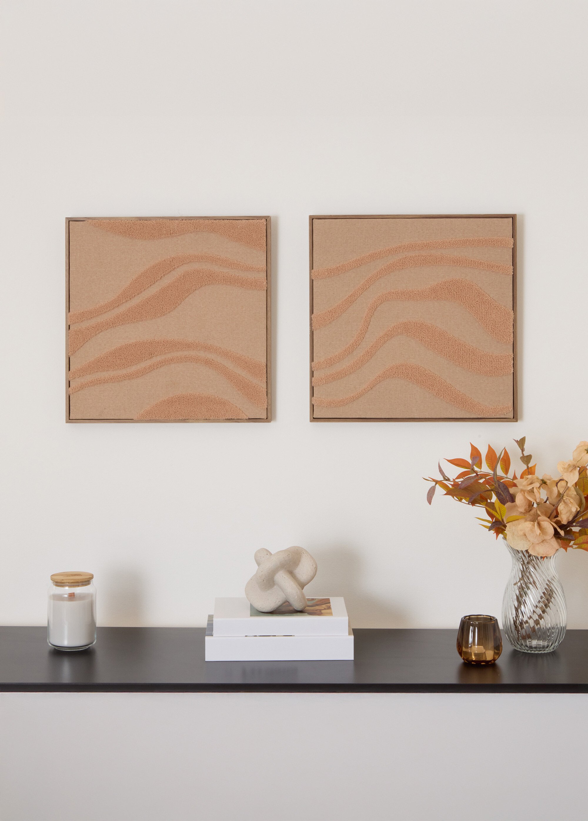 Toile 3D tissée dans cadre façon bois Orange JJA-215512 SI1