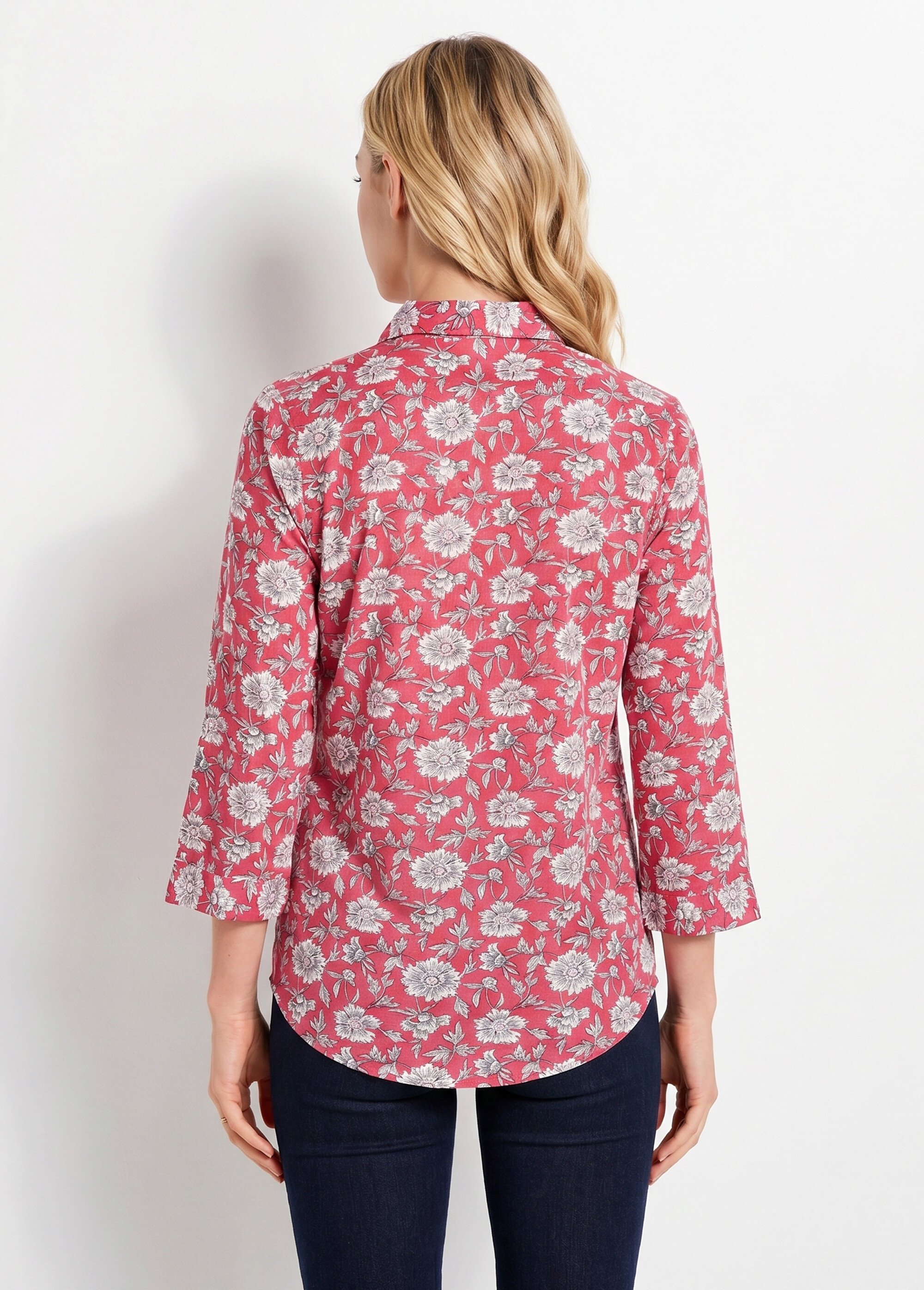 Tunique fluide longue évasée fleurie Femme Rose CABANIS DO1
