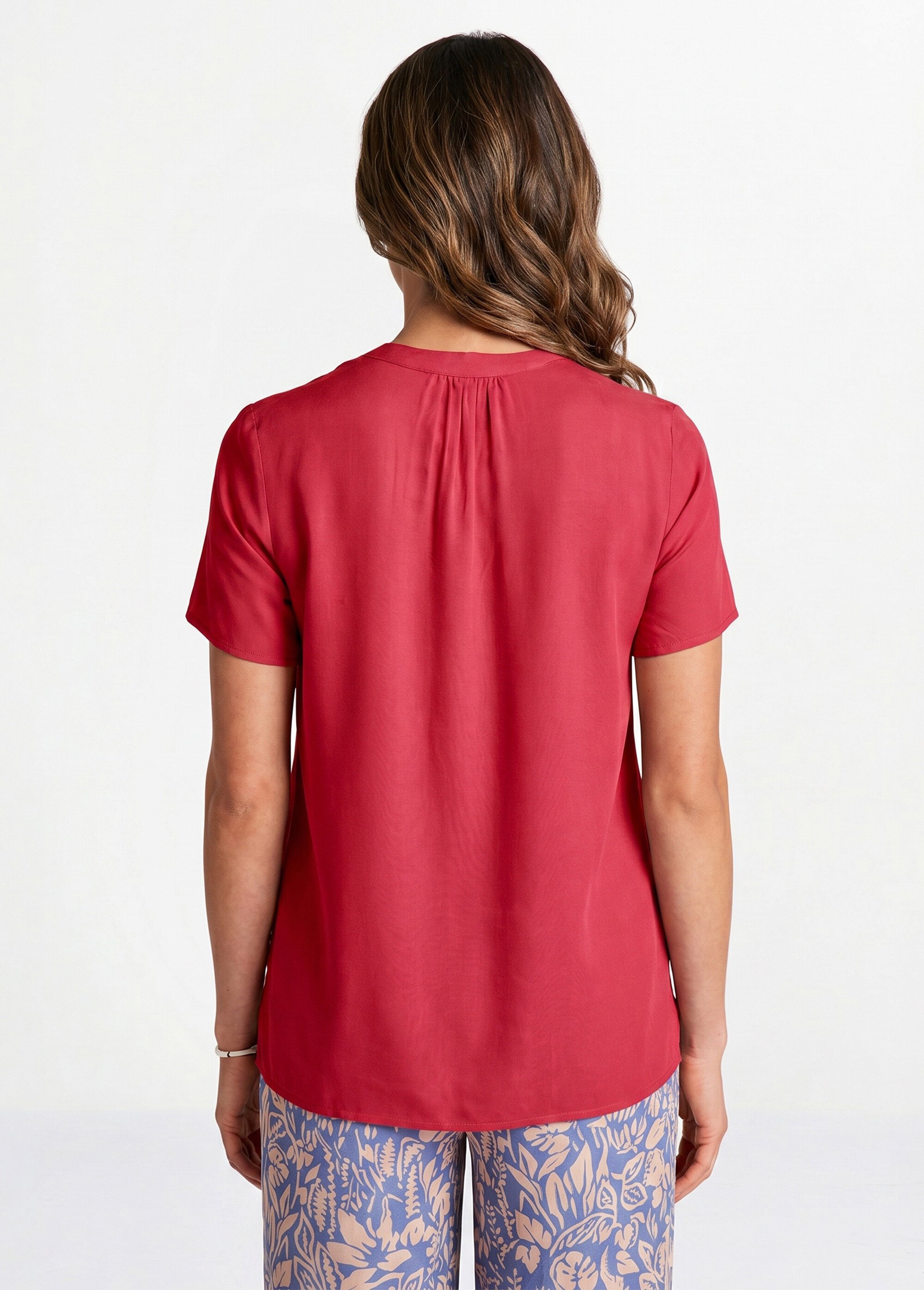 Tunique longue évasée fleurie ou unie Femme Rouge COULIS DO1