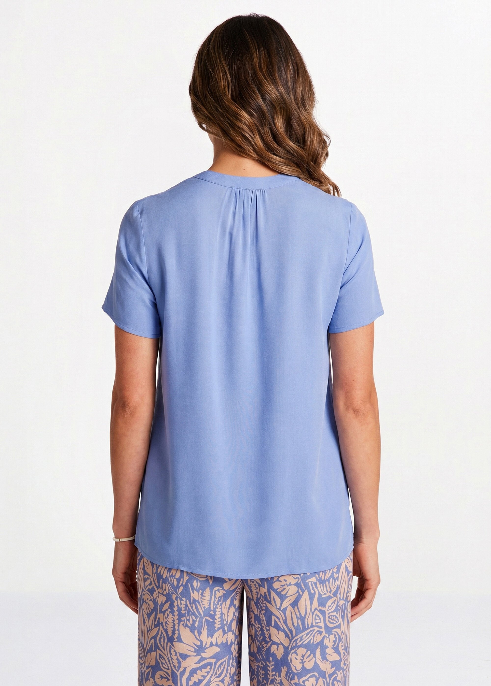 Tunique longue évasée fleurie ou unie Femme Bleu COULIS DO1