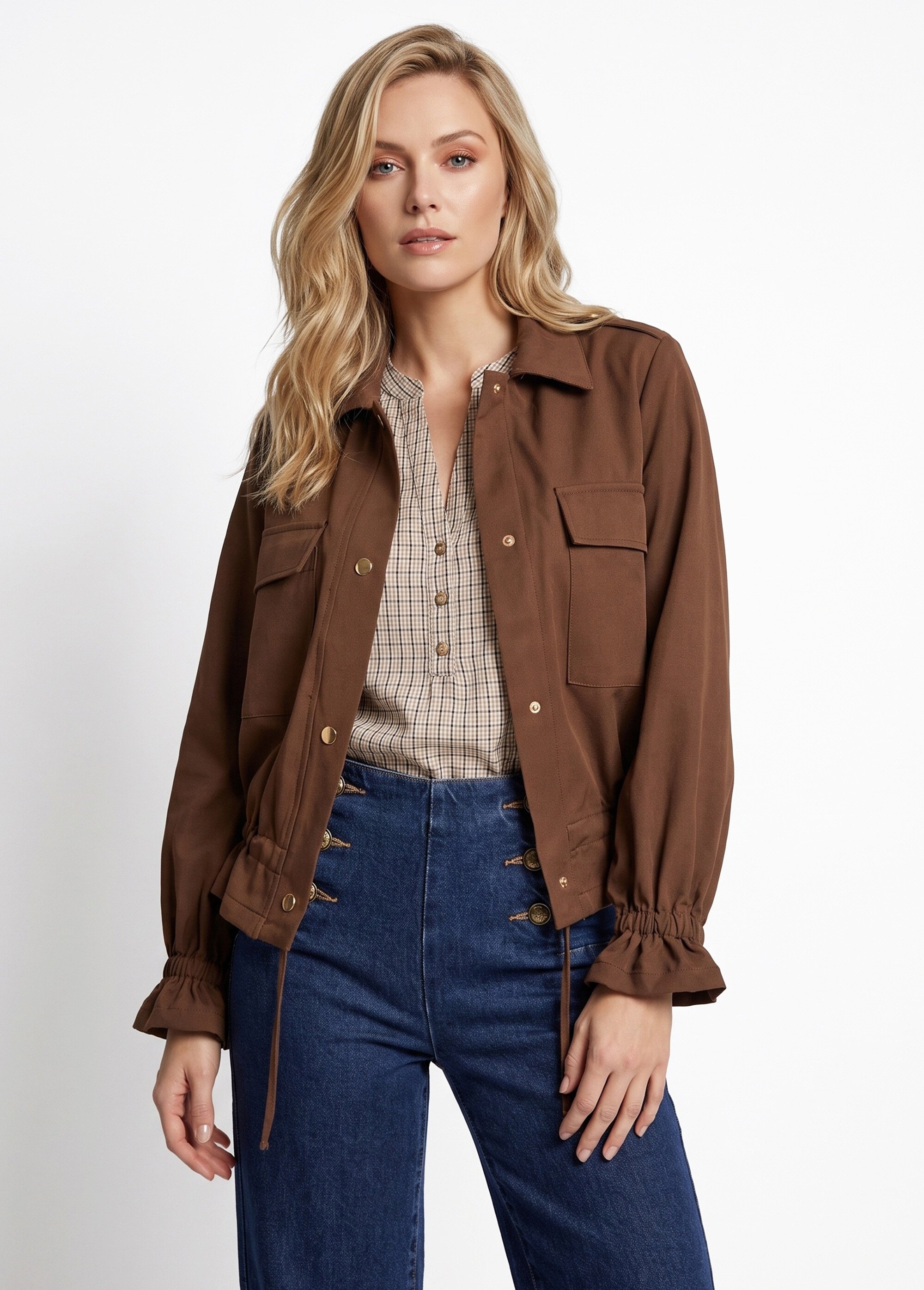 Veste mi-saison avec poignets resserrés Femme Marron JB-A3227 FA1