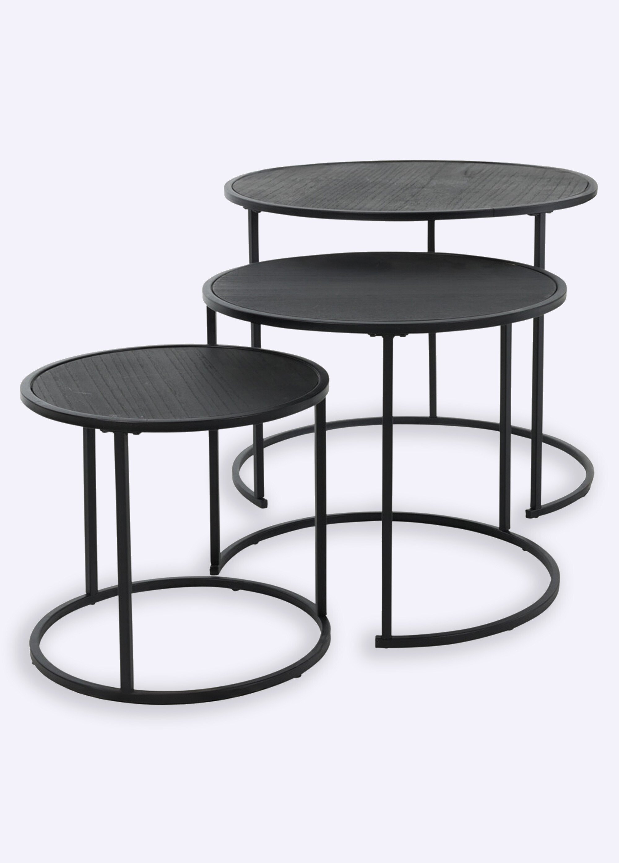 3 tables gigognes en bois et métal