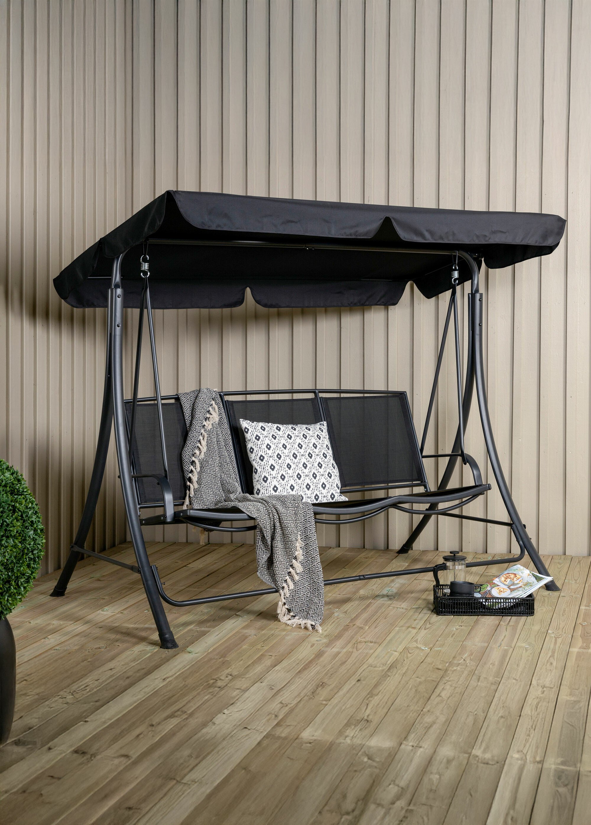 Balancelle canapé 3 places avec toit NOIR VEN-1016-408 SI1