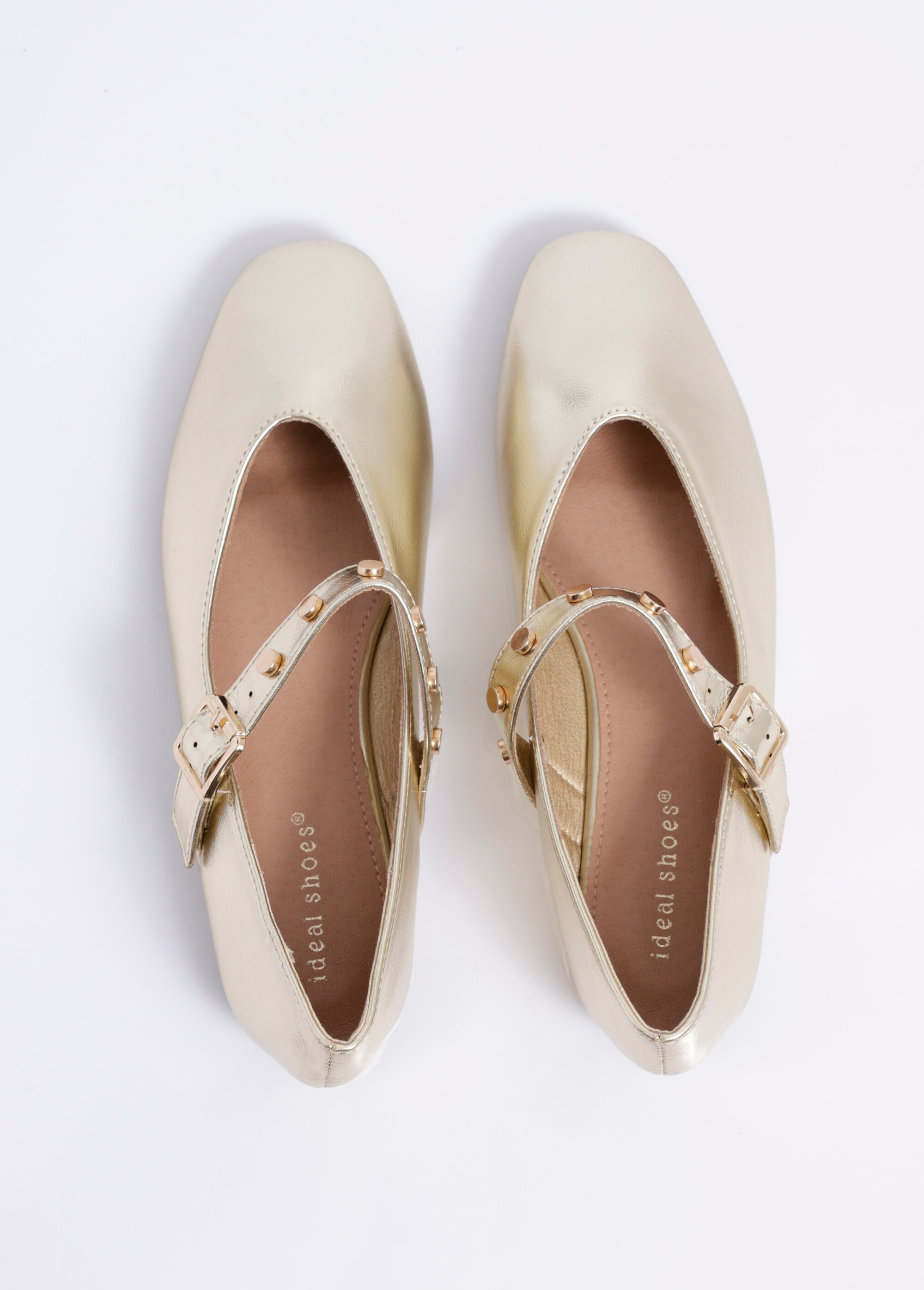 Ballerines métallisées bride clous métal Femme Doré MAR6690 OV1