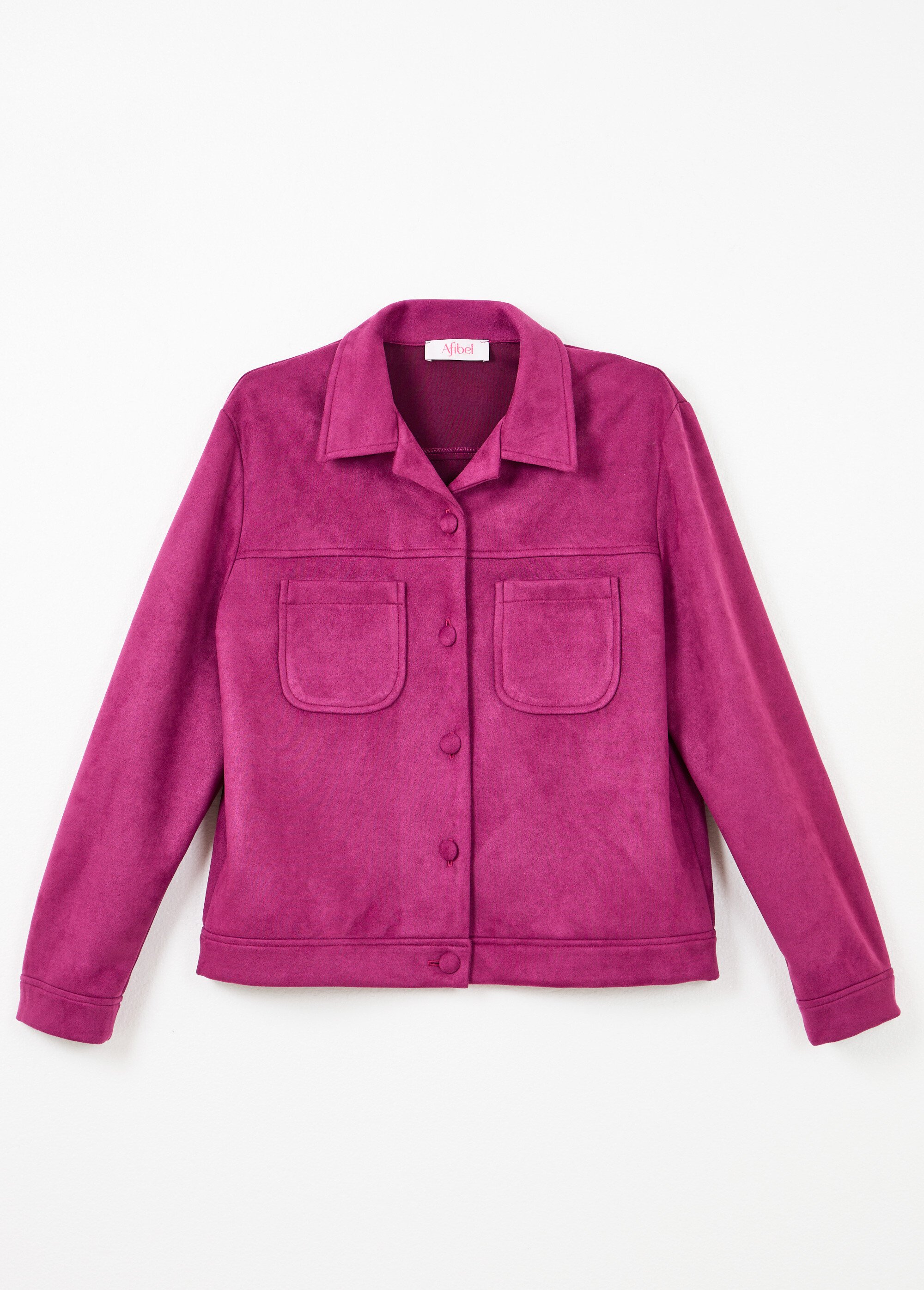 Blouson boutonné tissu suédé col cranté Femme Violet TANARIS AP1