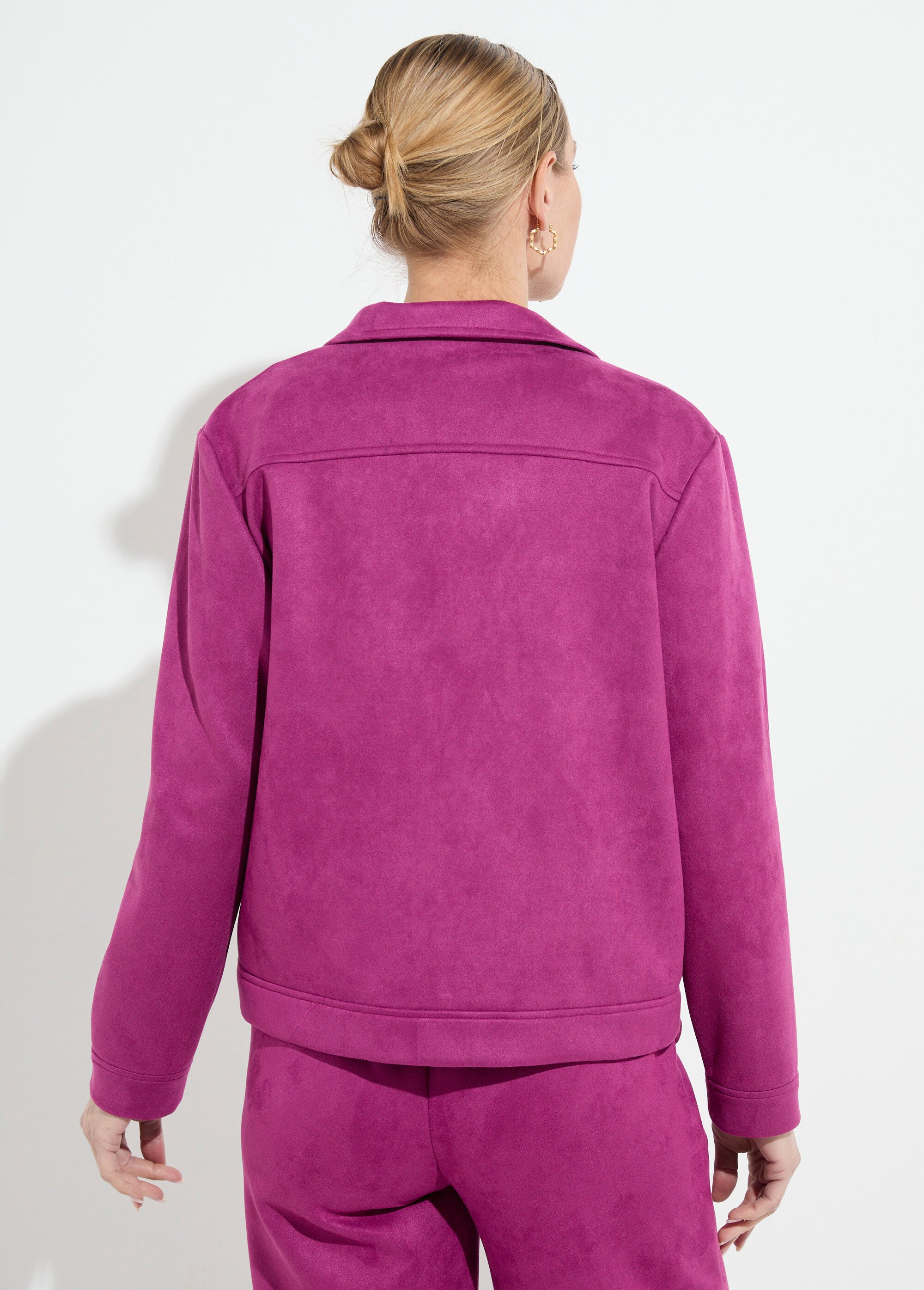 Blouson boutonné tissu suédé col cranté Femme Violet TANARIS DO1