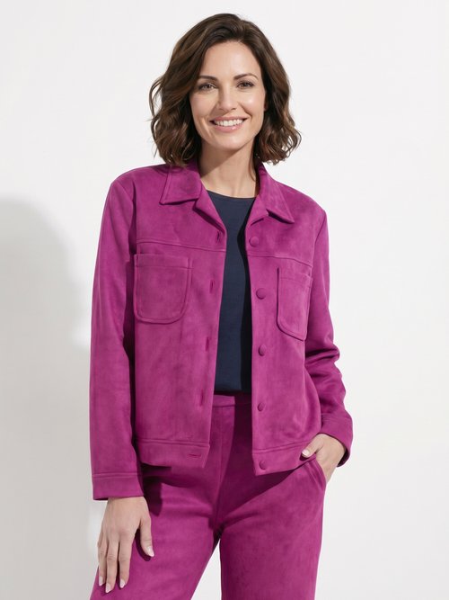Blouson boutonné tissu suédé col cranté Femme Violet TANARIS FA1
