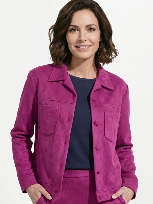 Blouson boutonné tissu suédé col cranté Femme Violet TANARIS MV1