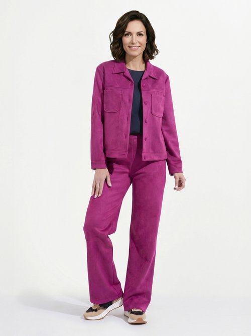Blouson boutonné tissu suédé col cranté Femme Violet TANARIS SI1