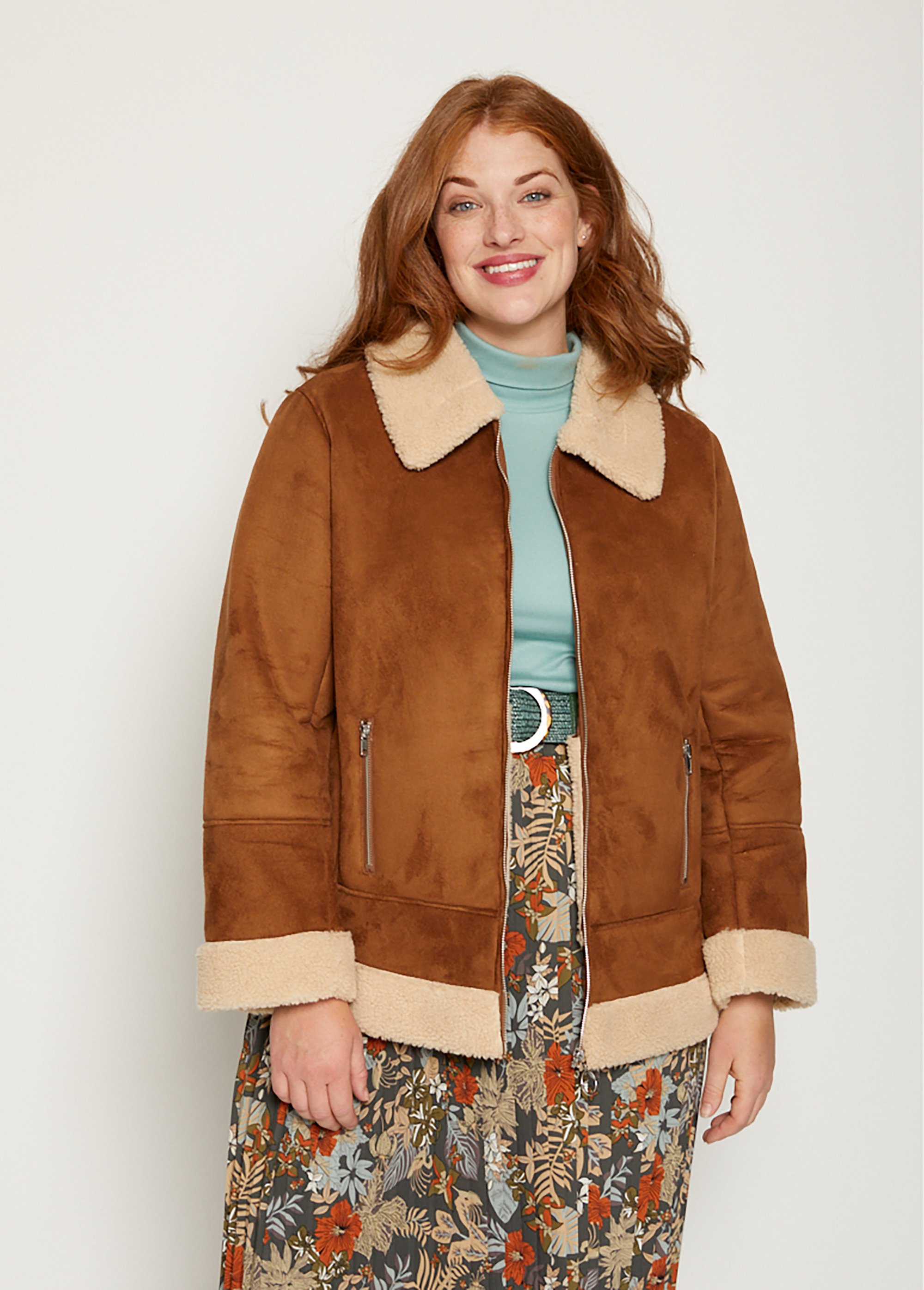 Blouson façon peau lainée