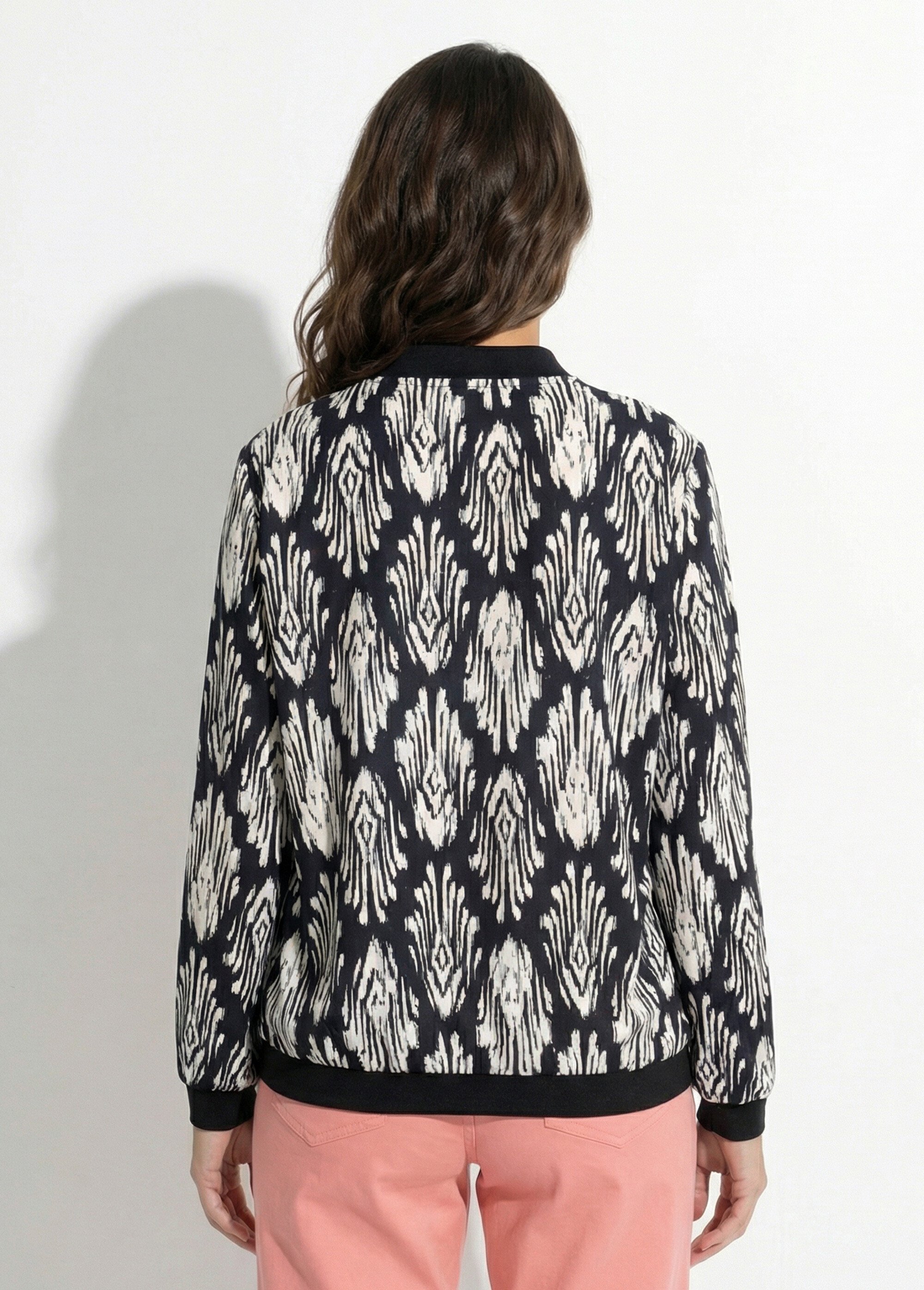 Blouson zippé col bomber imprimé graphique