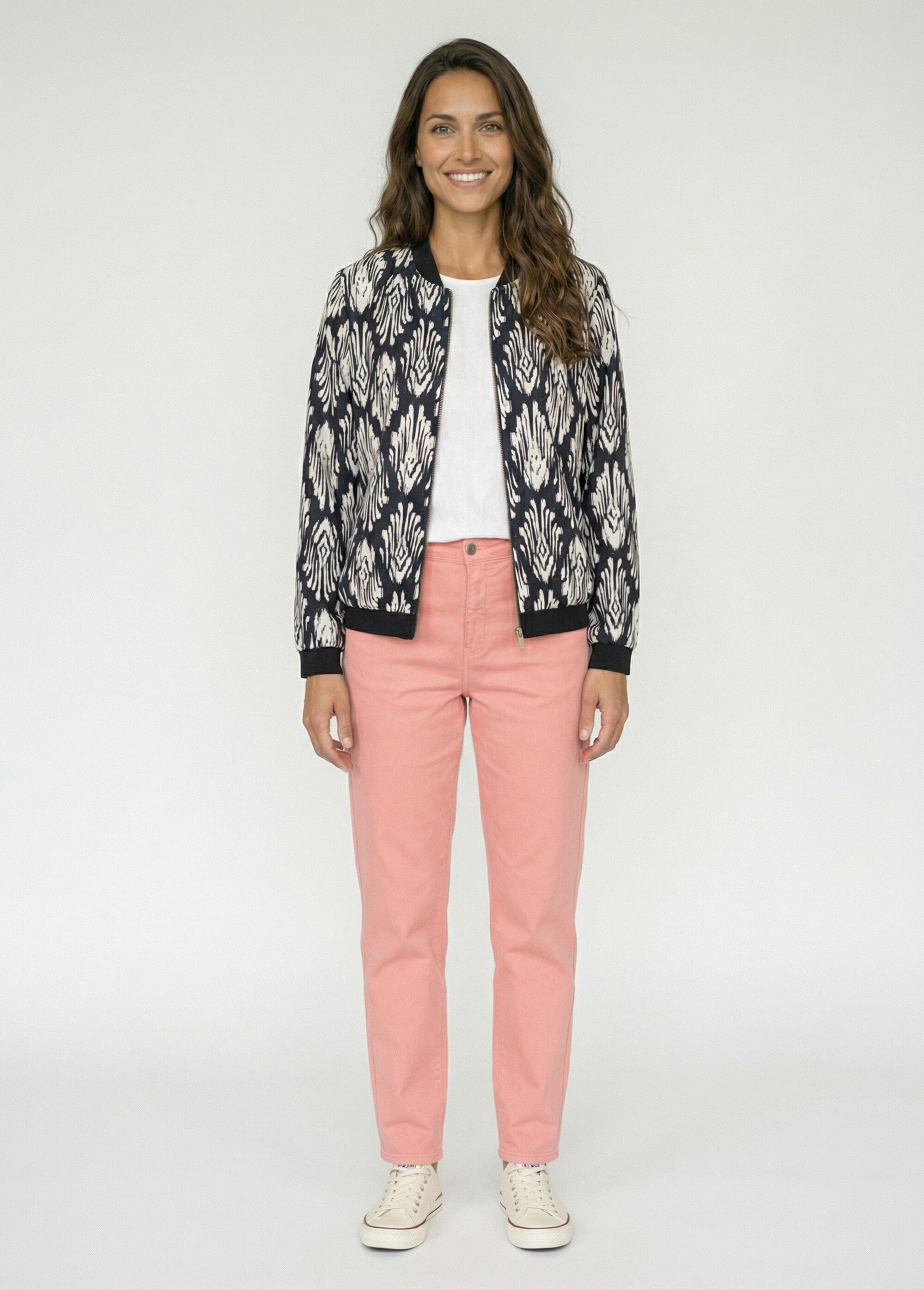 Blouson zippé col bomber imprimé graphique Femme Noir TONIX SF1