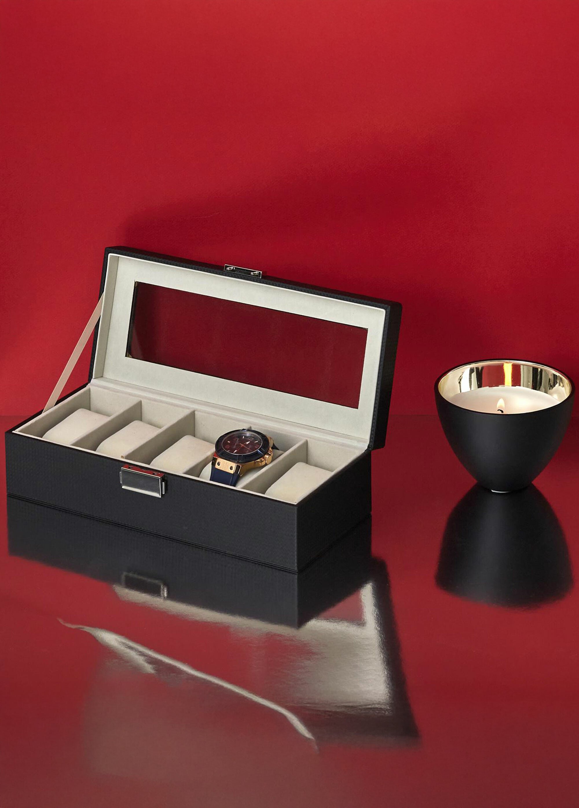 Boîte de rangement simili cuir 5 montres Noir CMP-HD2316 SI1