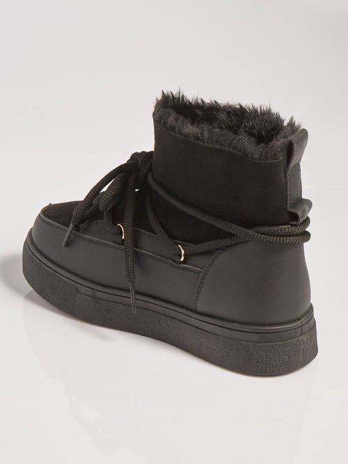 Boots fourrées compensées style après ski Femme Noir MAR8933 DO1