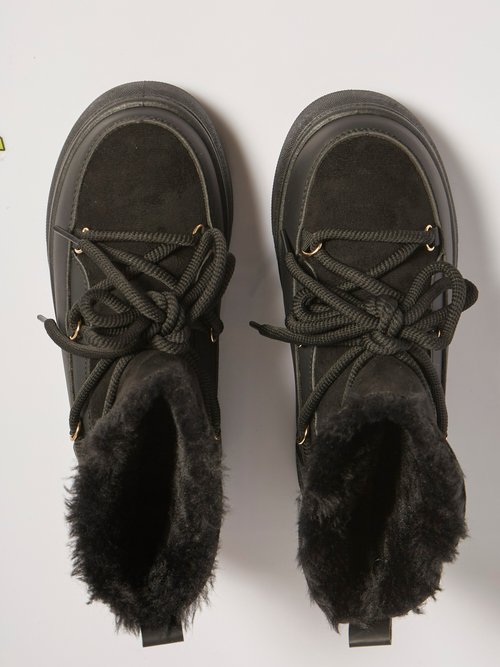 Boots fourrées compensées style après ski Femme Noir MAR8933 OV1