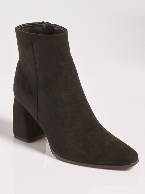 Boots pointues chic à talon, en suédine Femme Noir MAR6371A FA1