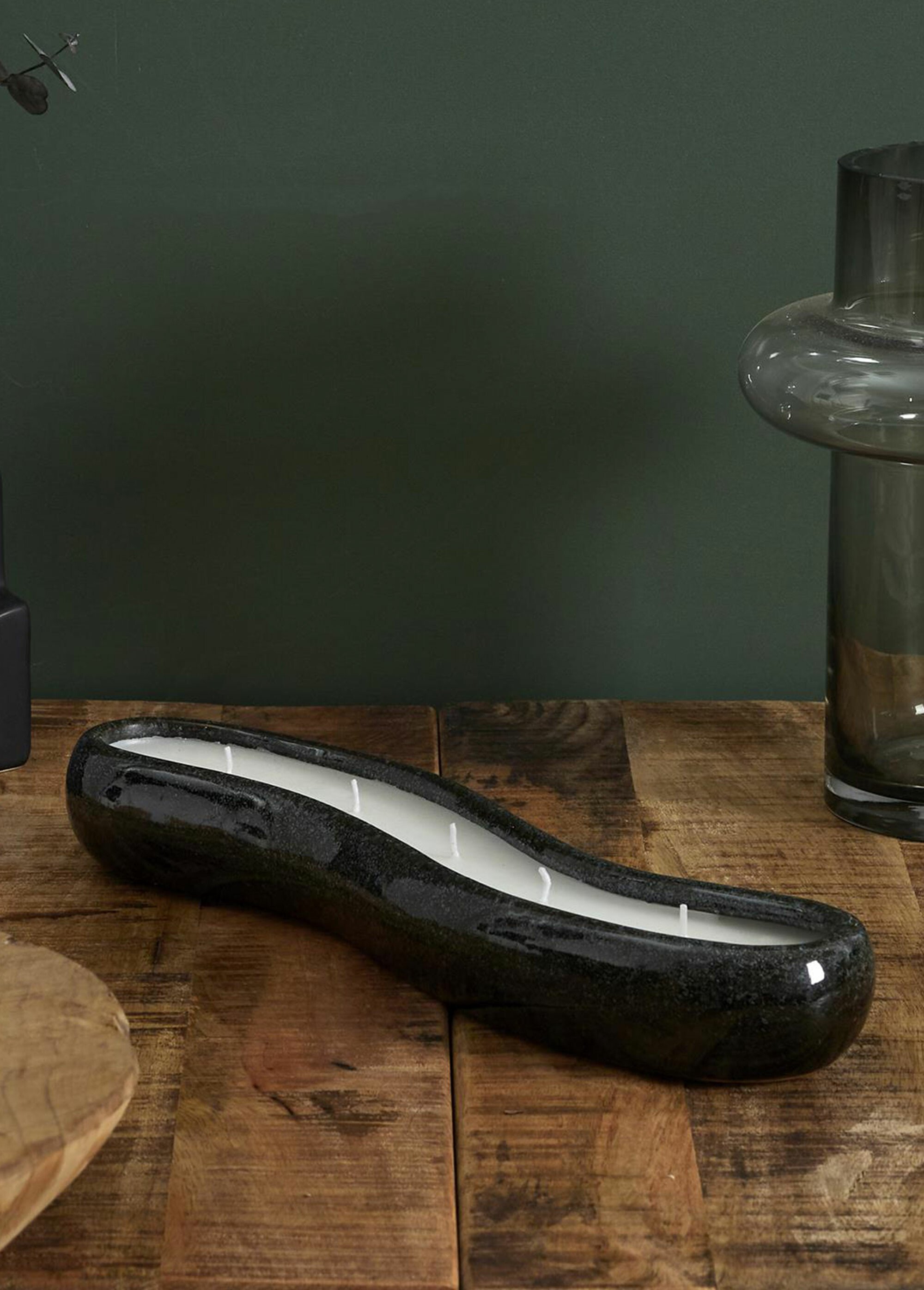 Bougie design en céramique, long 30cm Noir CMP-BO5632 SI1