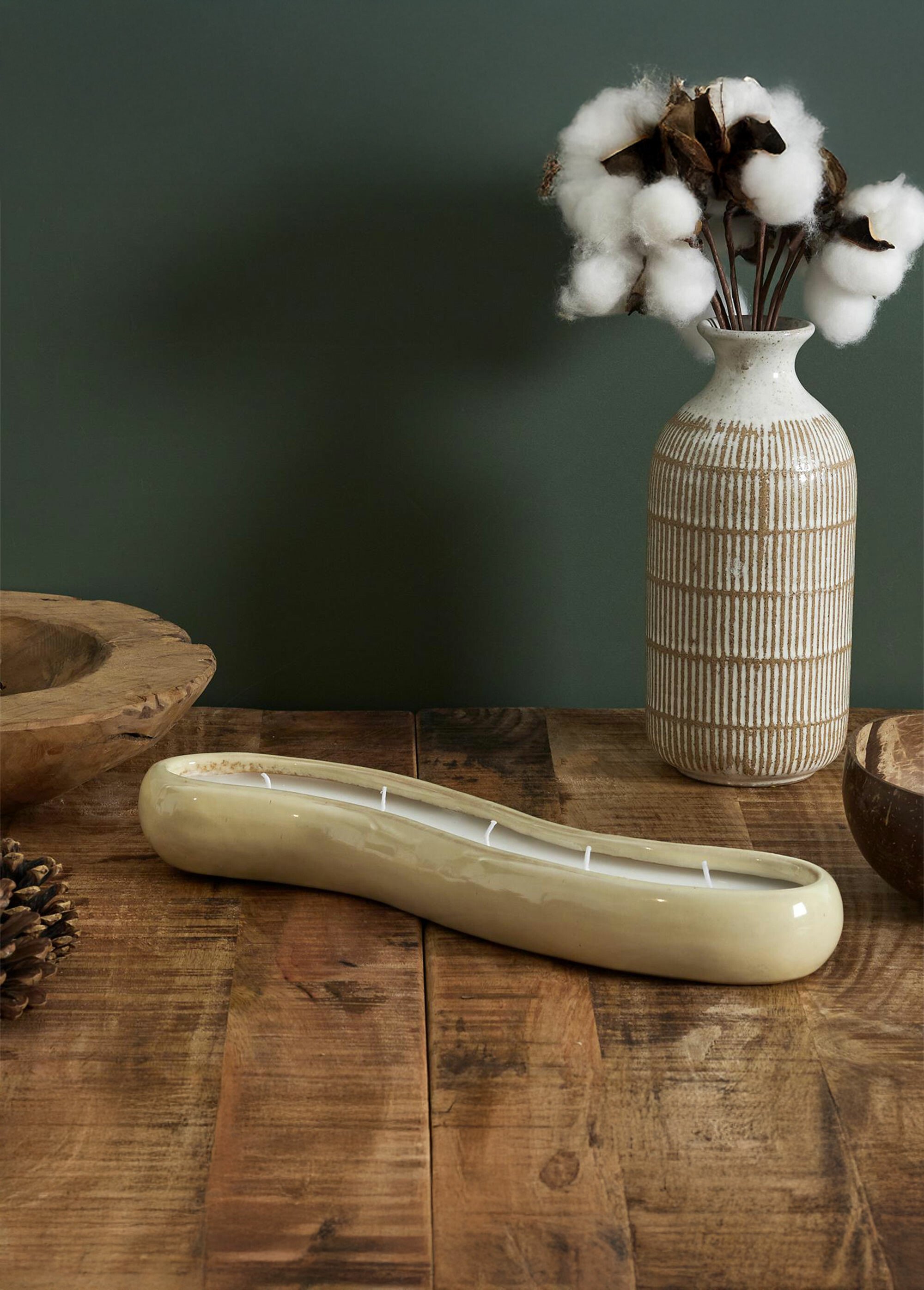 Bougie design en céramique, long 30cm Vert CMP-BO5632 SI1