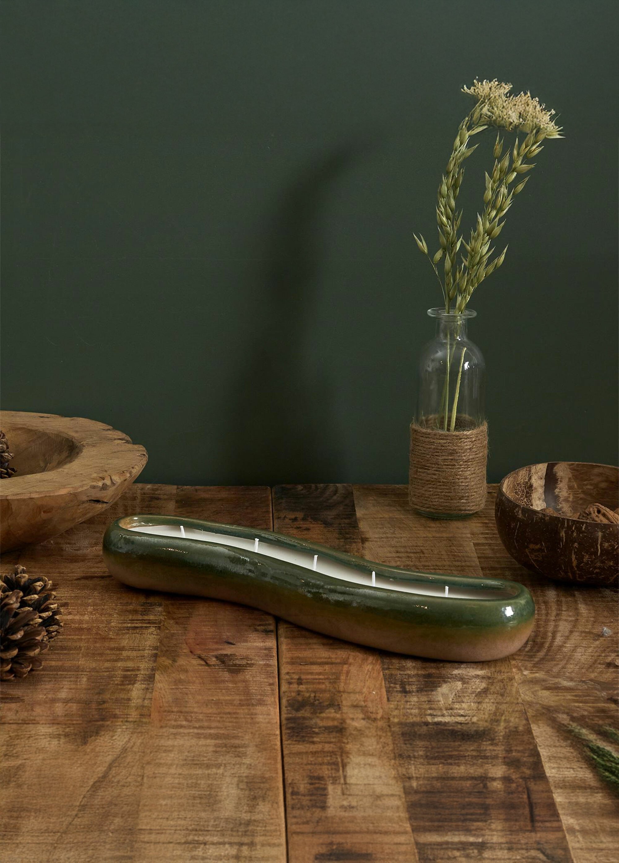 Bougie design en céramique, long 30cm Blanc CMP-BO5632 SI1