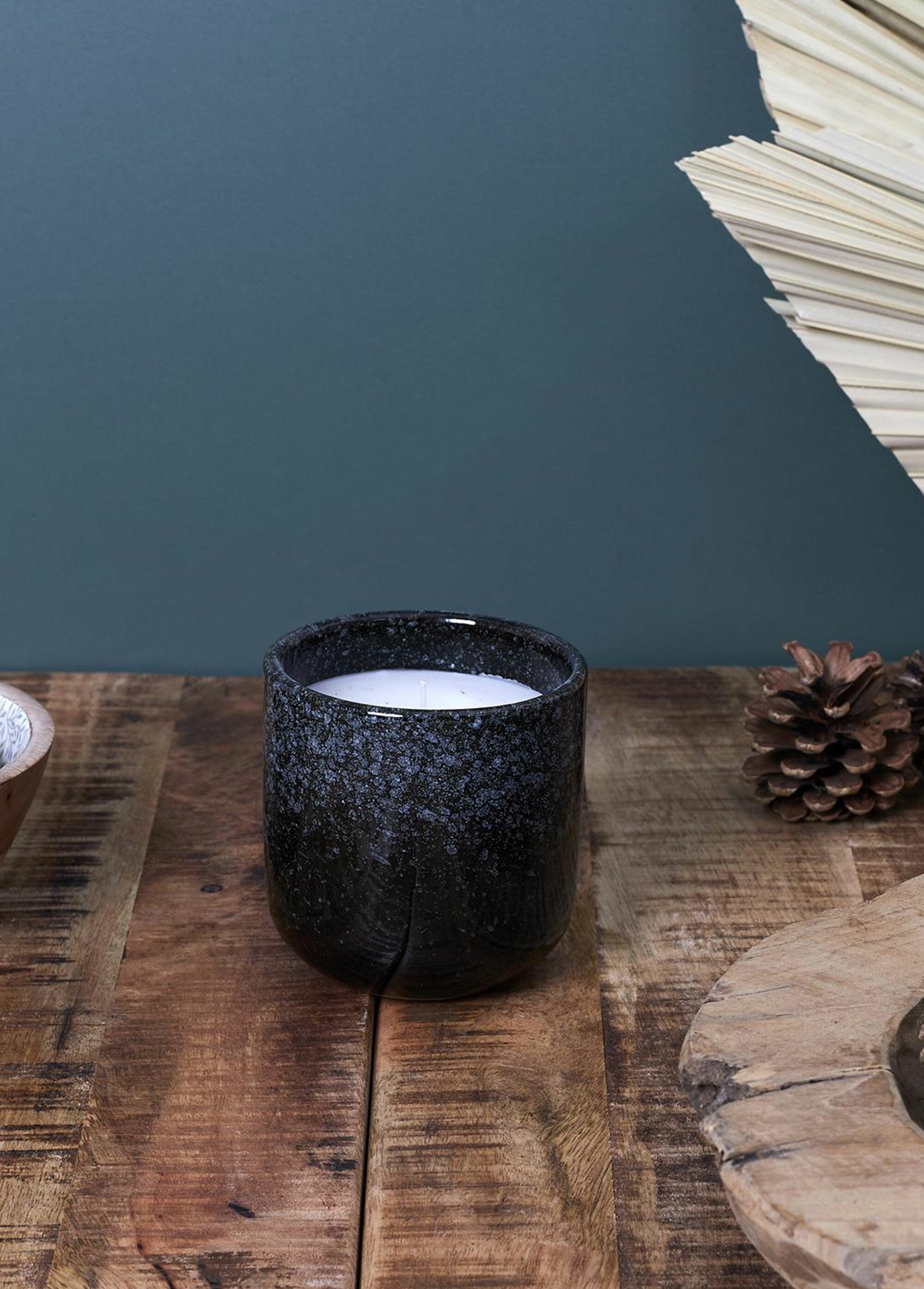 Bougie parfumée pot en céramique, 9cm Noir CMP-BO5629 SI1