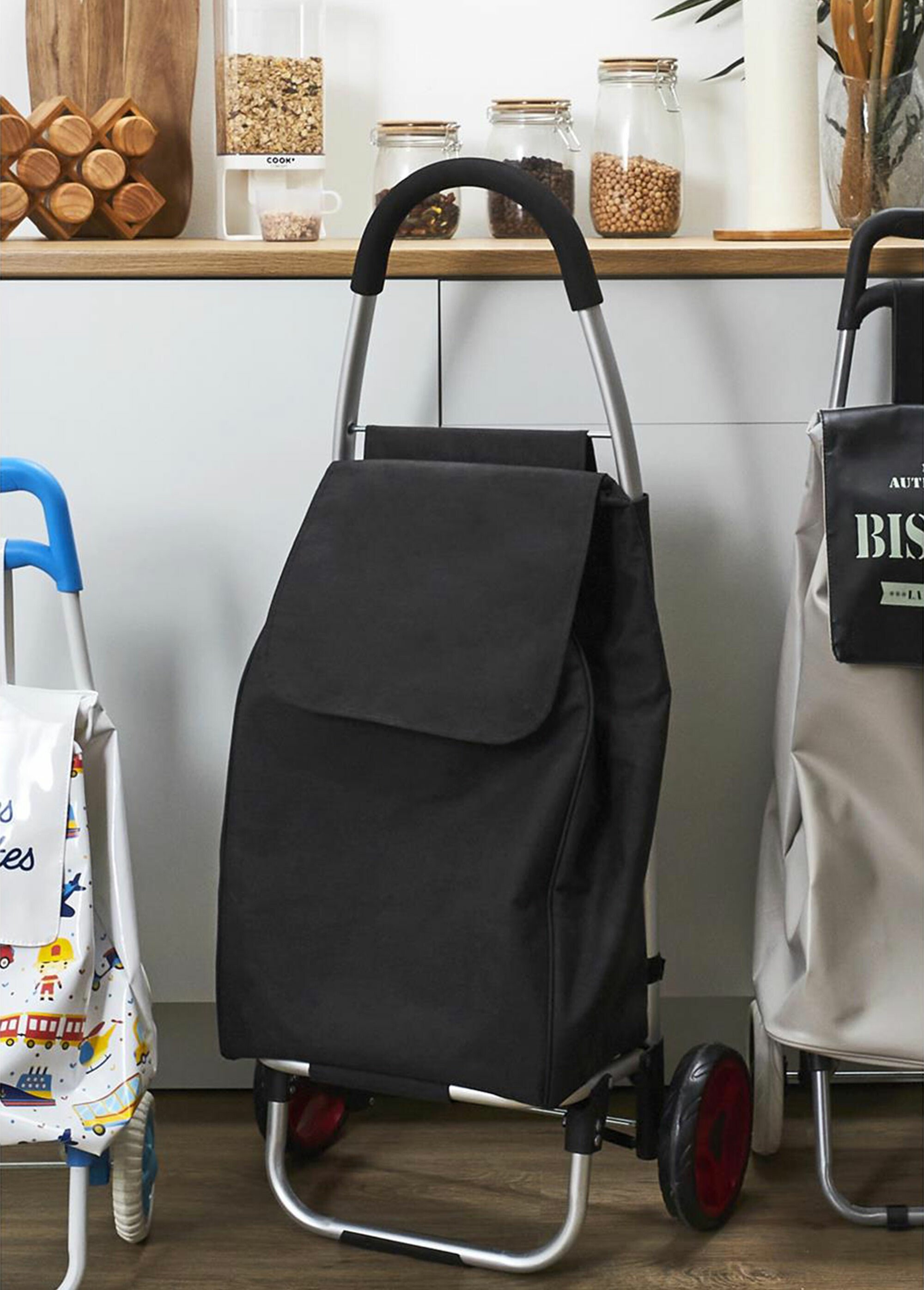 Chariot de shopping déperlant pliable Femme Noir CMP-SH1904 SI1