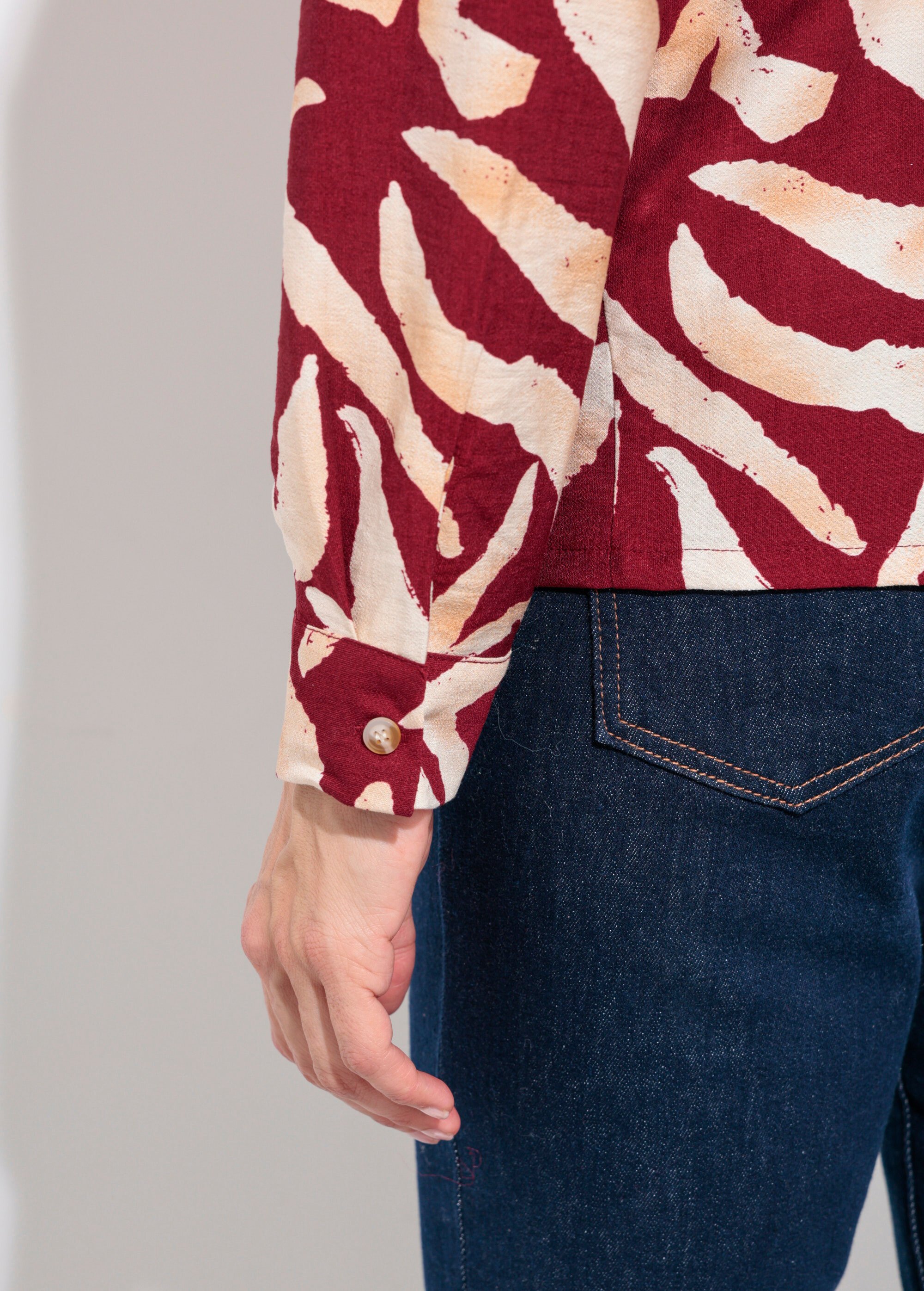 Chemisier imprimé graphique col tailleur Femme Rouge IA-R5952 DE2