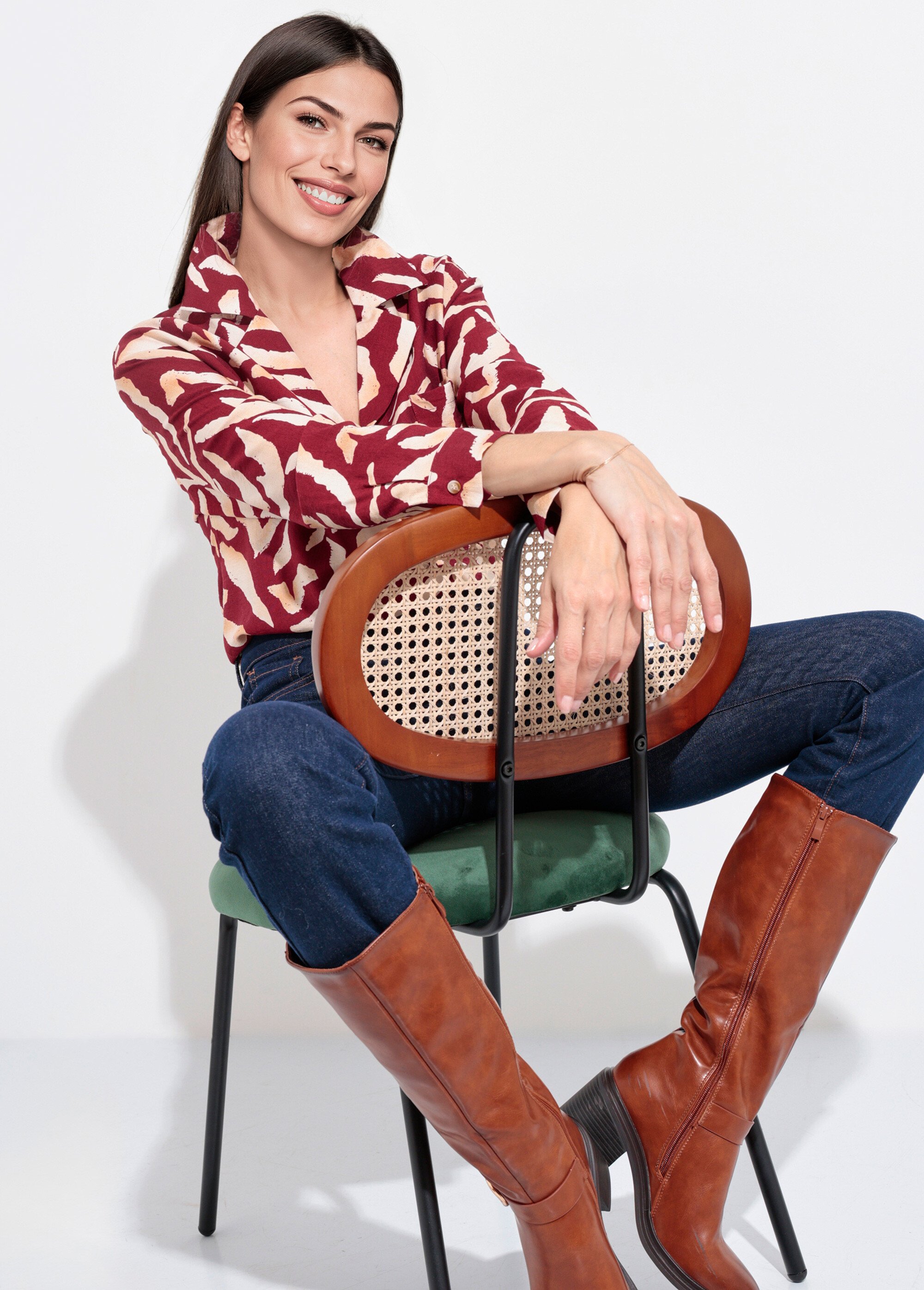 Chemisier imprimé graphique col tailleur