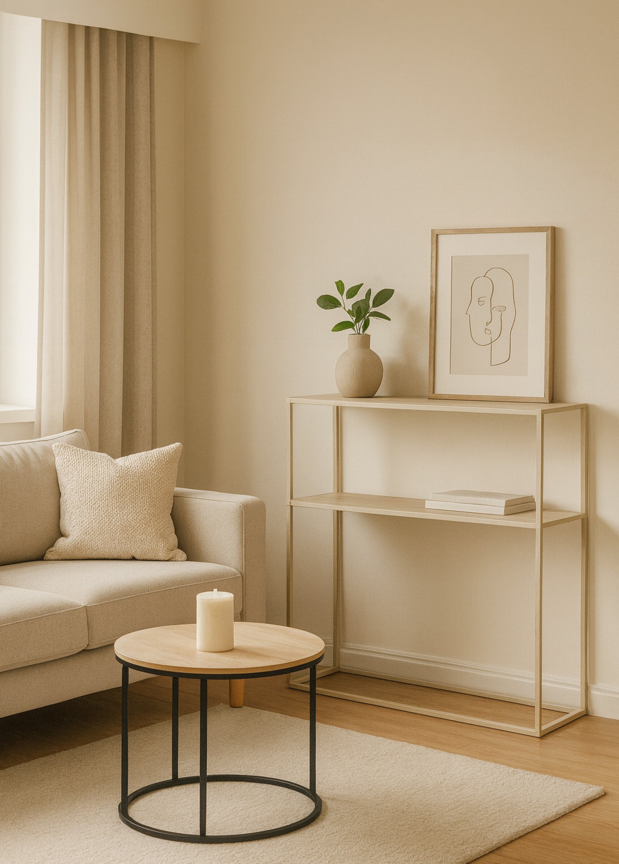 Console épurée en bois et métal BEIGE KP-KR8200440 SF1