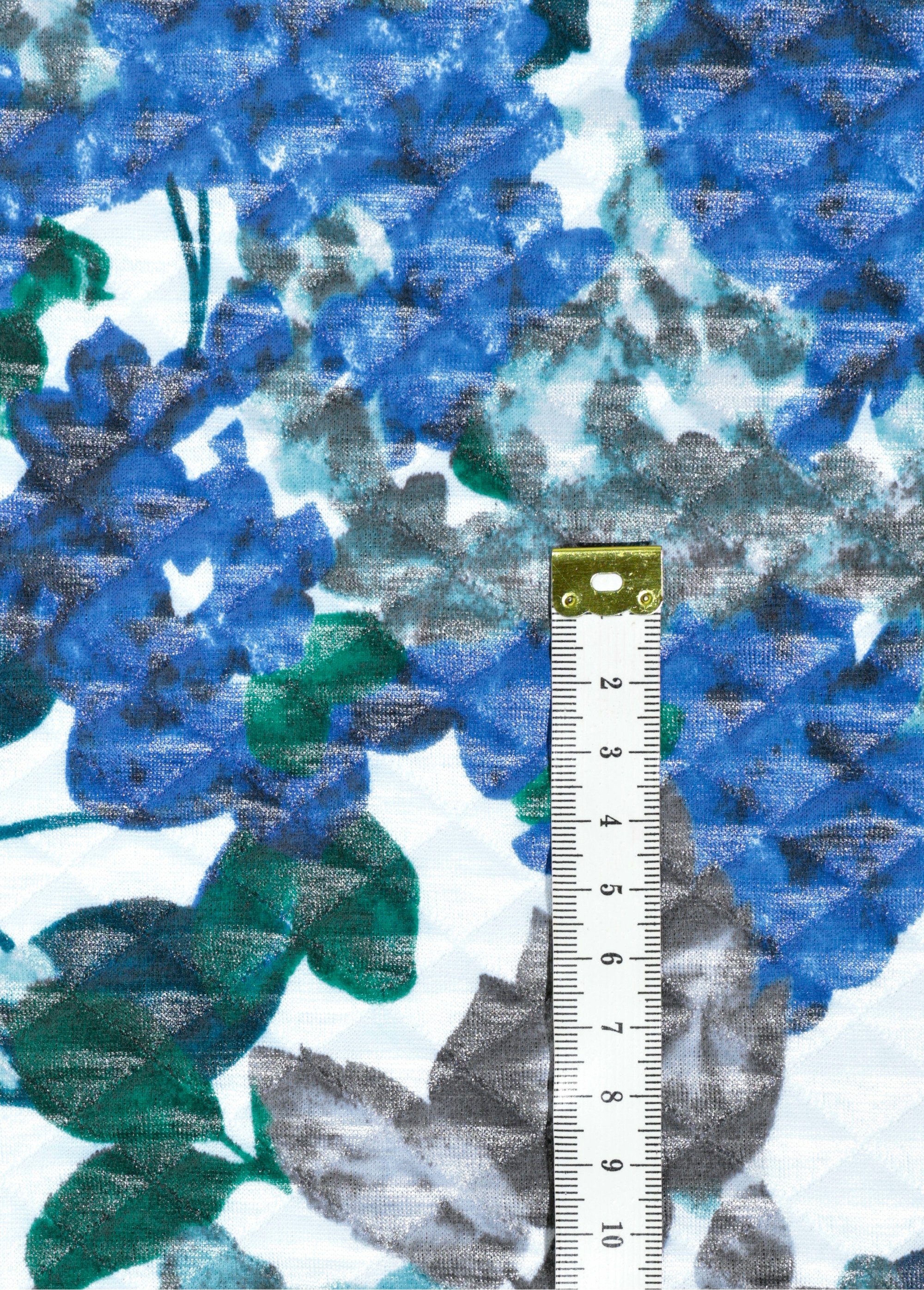 Coupon jersey surpiqûres, hortensias BLEU COT143092 DE1