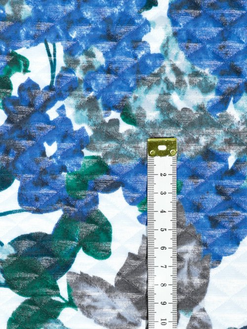 Coupon jersey surpiqûres, hortensias BLEU COT143092 DE1