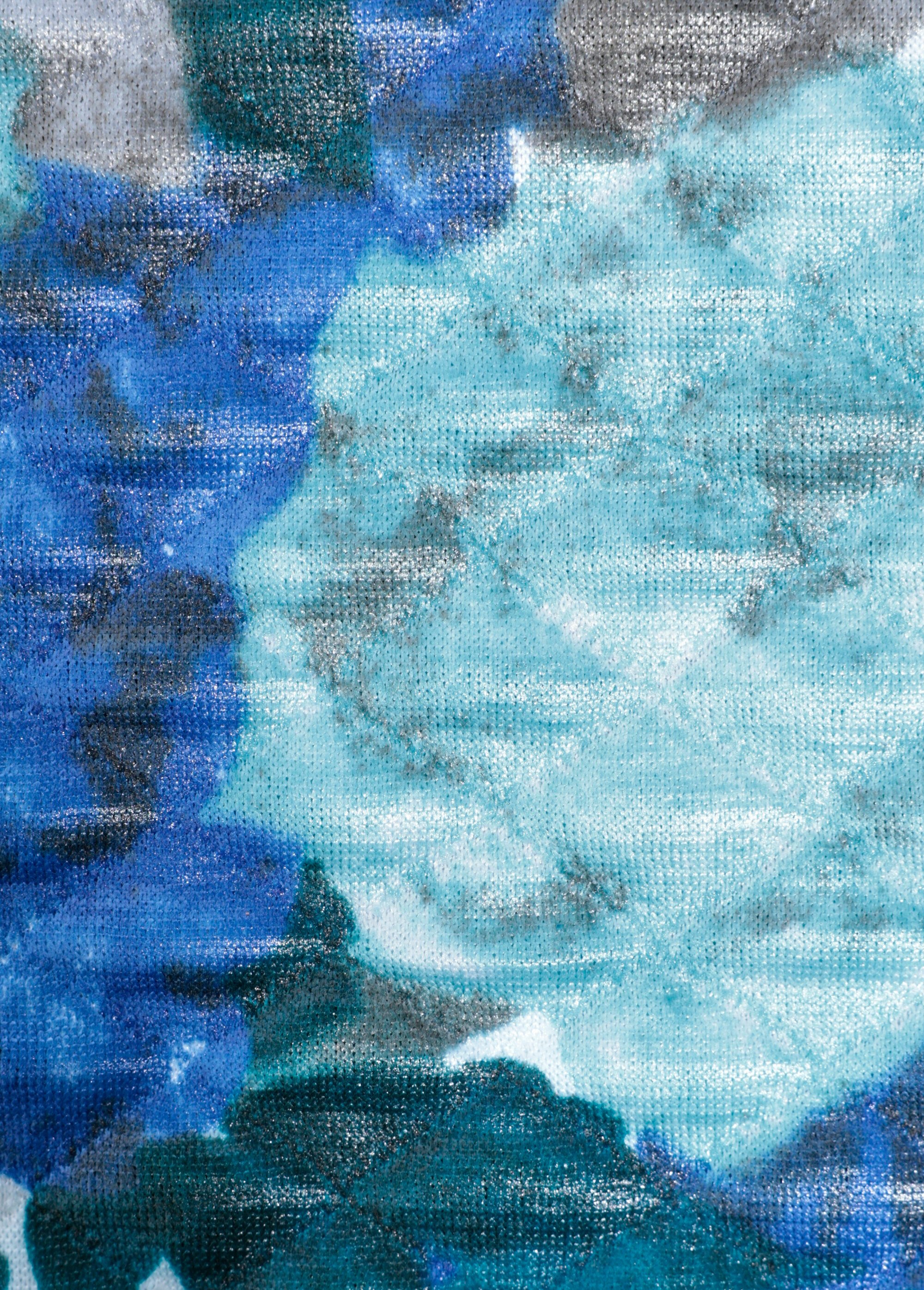 Coupon jersey surpiqûres, hortensias BLEU COT143092 DE2